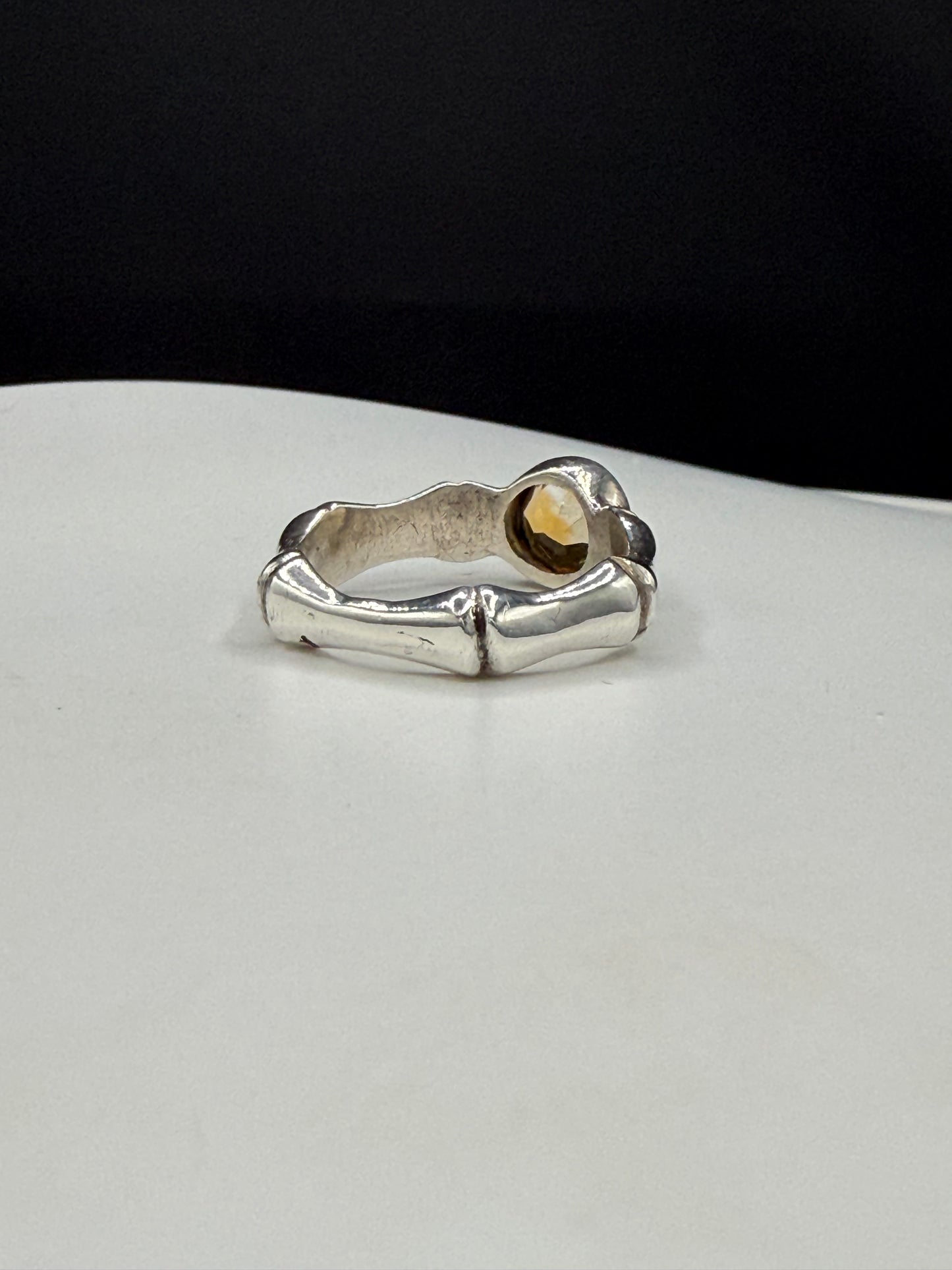 1.20ct Natural Citrine Sterling Silver Bone Style Statement Ring | Size 8.25