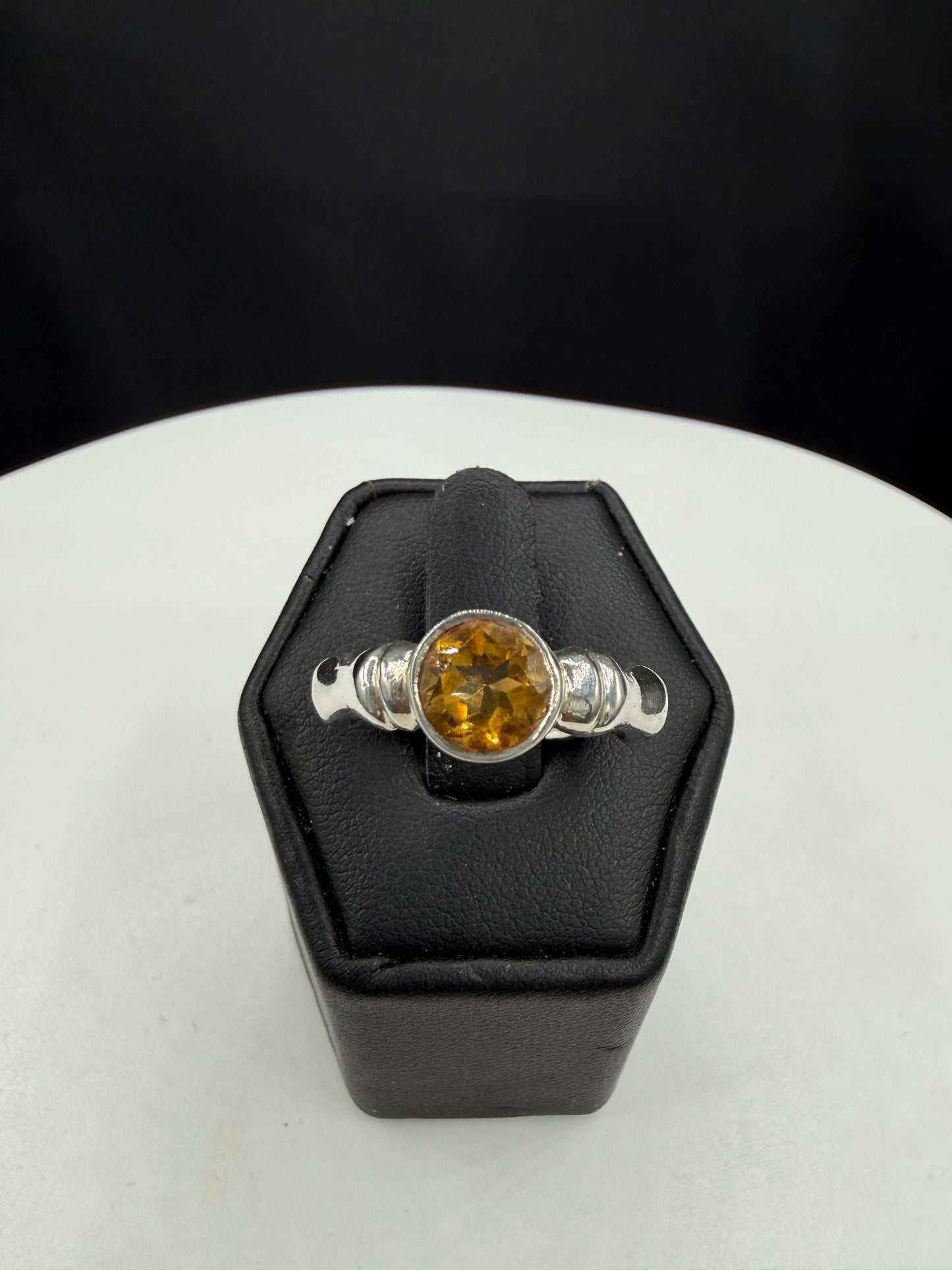 1.20ct Natural Citrine Sterling Silver Bone Style Statement Ring | Size 8.25