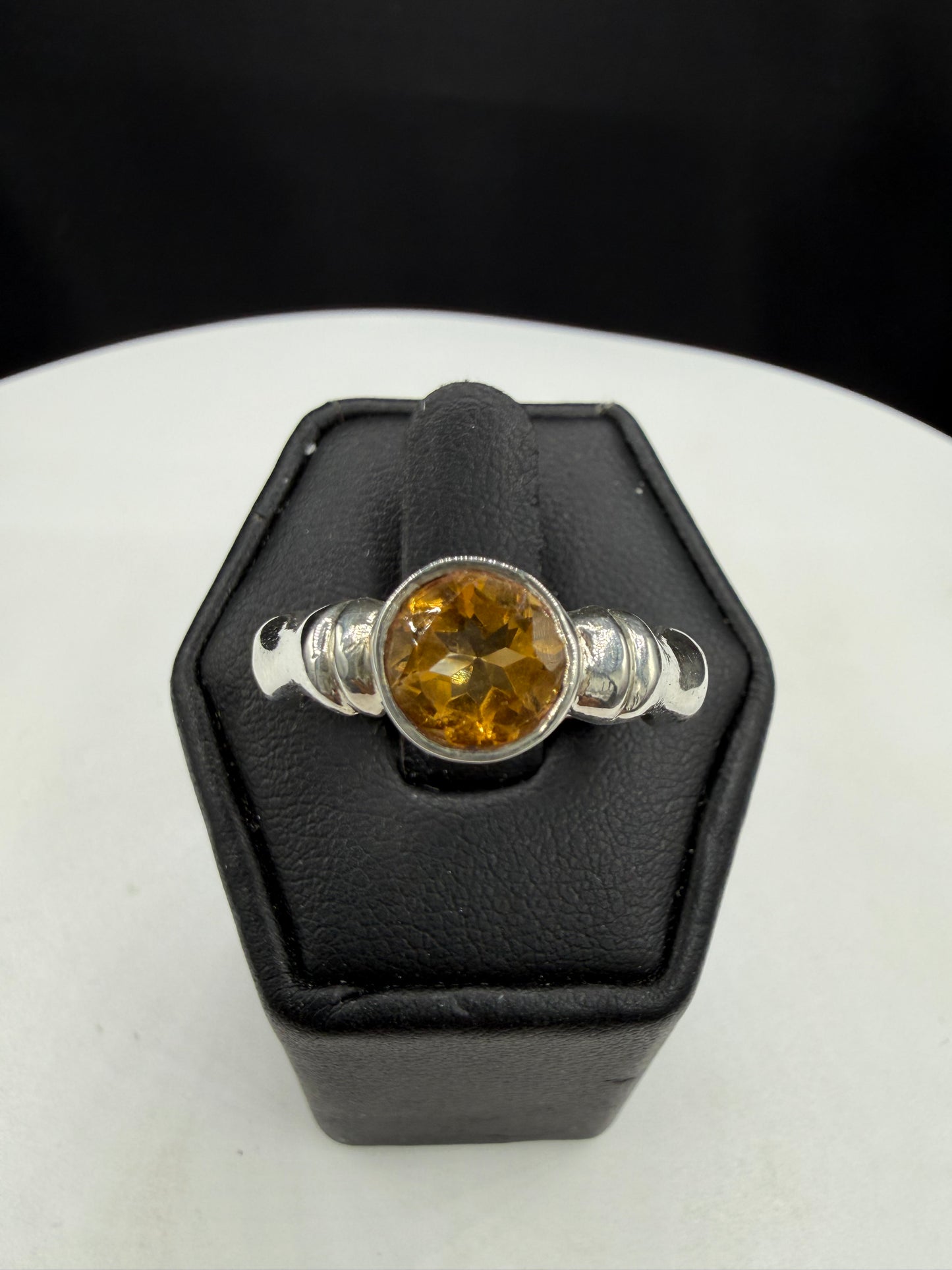 1.20ct Natural Citrine Sterling Silver Bone Style Statement Ring | Size 8.25