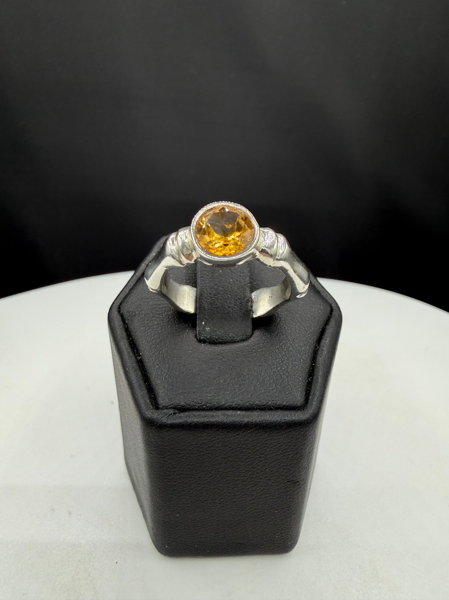 1.20ct Natural Citrine Sterling Silver Bone Style Statement Ring | Size 8.25