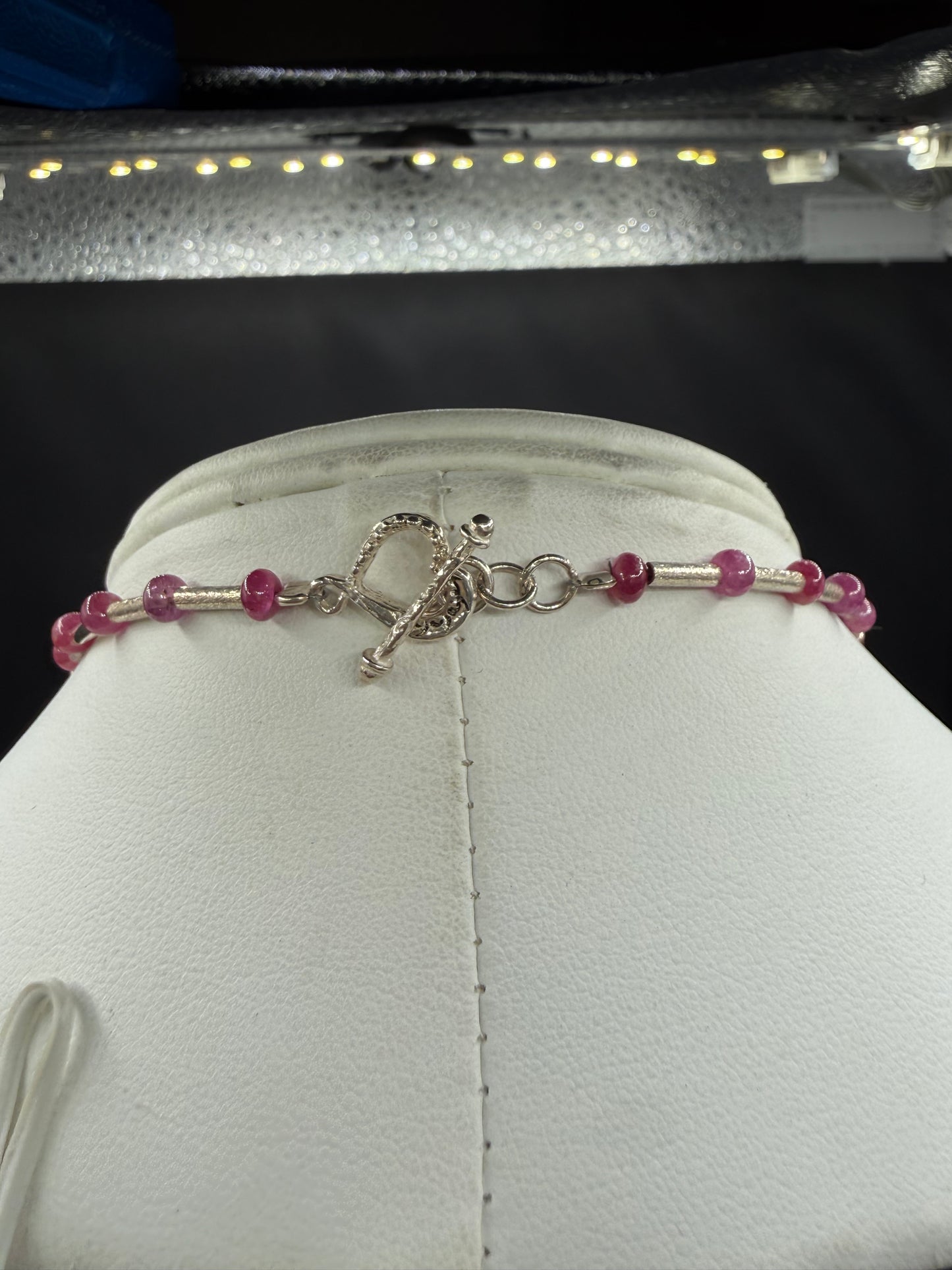 Natural No Heat Ruby Bead & Sterling Silver Beaded Necklace | 17.5”