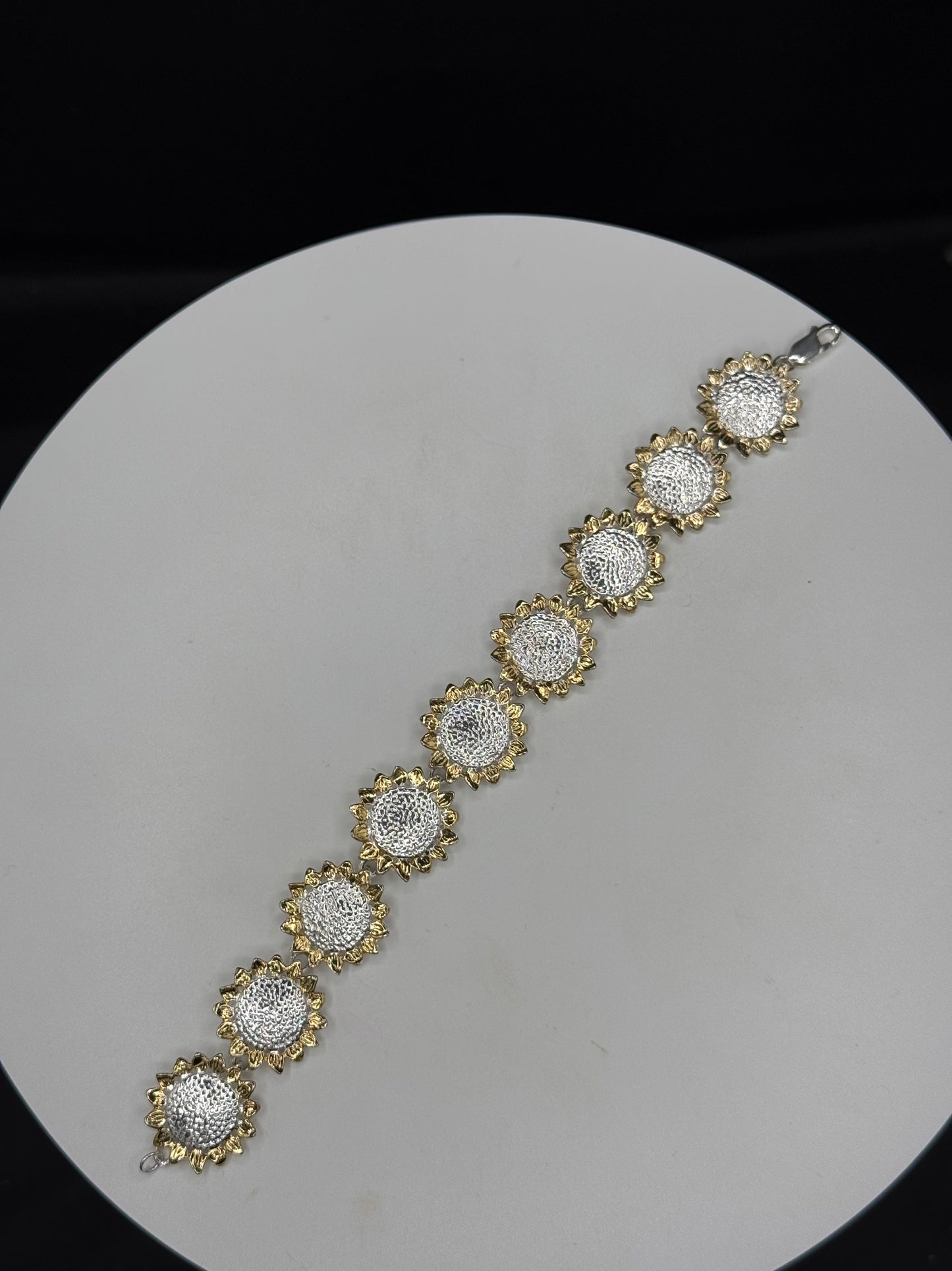 Two-Tone 925 Sterling Silver & Vermeil Sun Link Statement Bracelet | 7.5”
