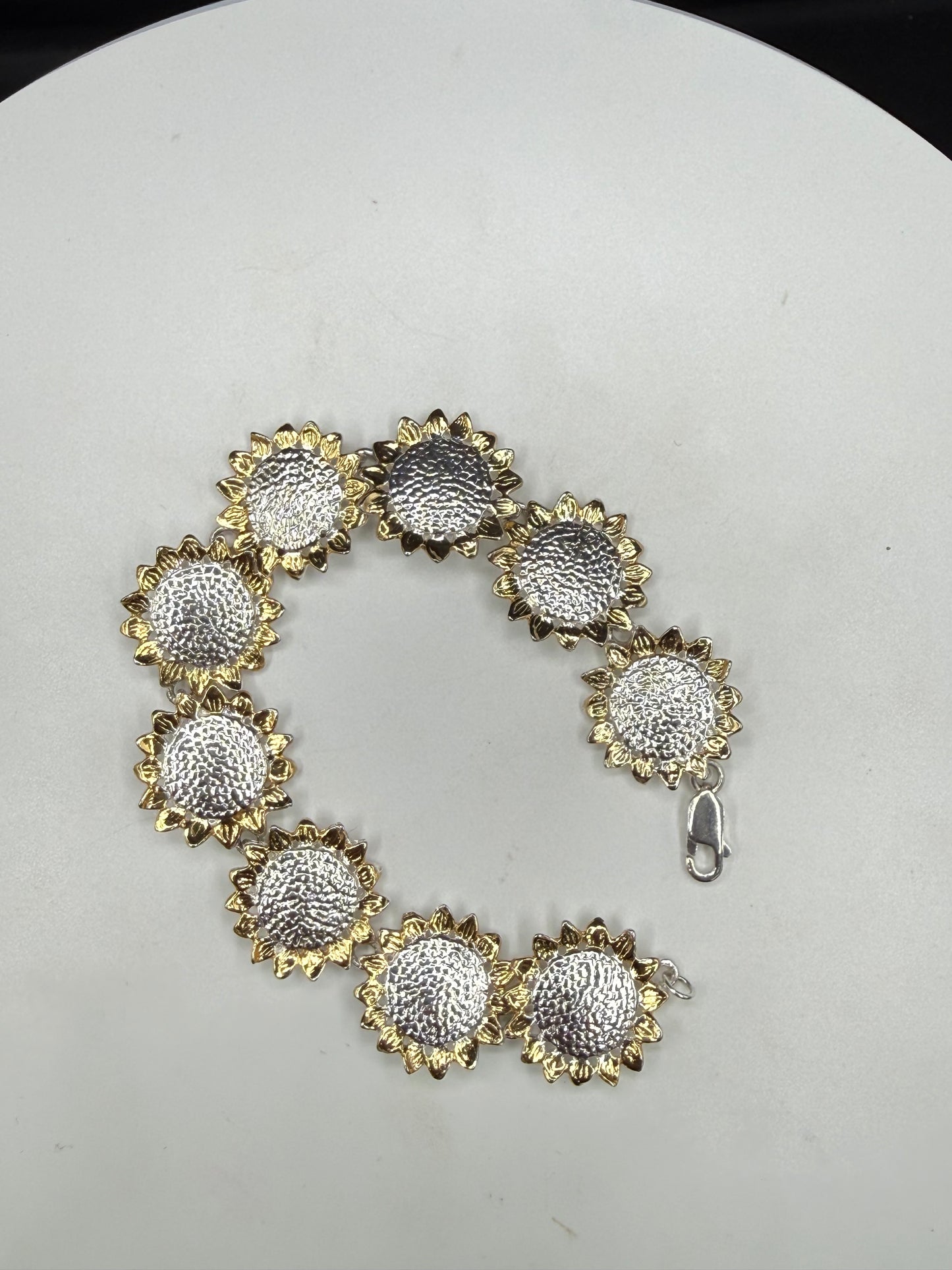 Two-Tone 925 Sterling Silver & Vermeil Sun Link Statement Bracelet | 7.5”