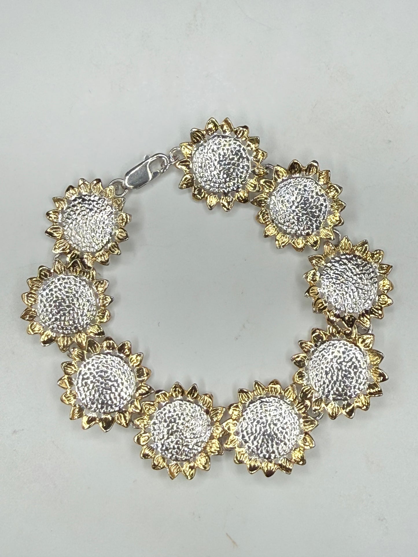 Two-Tone 925 Sterling Silver & Vermeil Sun Link Statement Bracelet | 7.5”