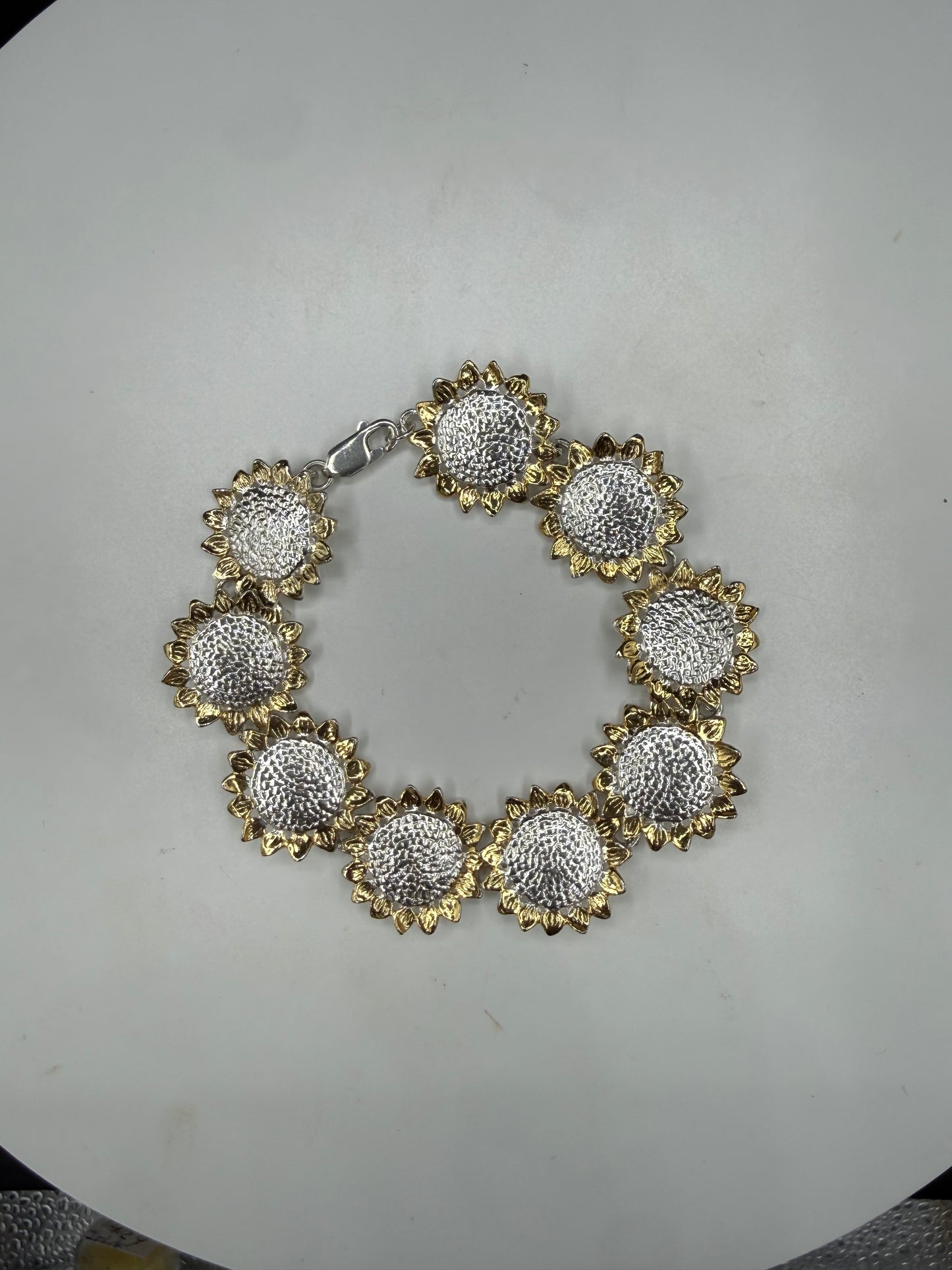 Two-Tone 925 Sterling Silver & Vermeil Sun Link Statement Bracelet | 7.5”