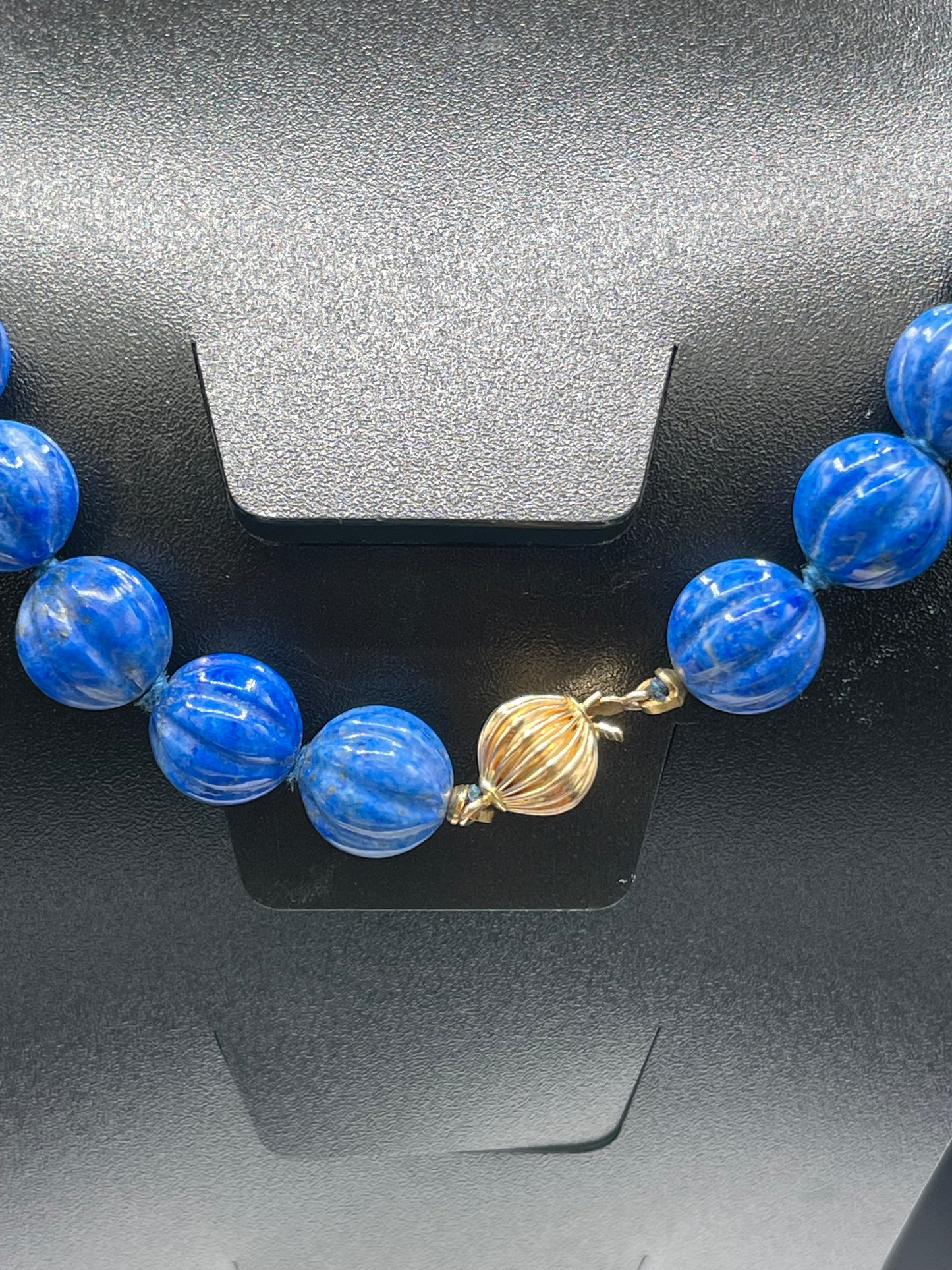 Natural Lapis Lazuli & Akoya Cultured Pearl 14k Gold Clasp Beaded Necklace