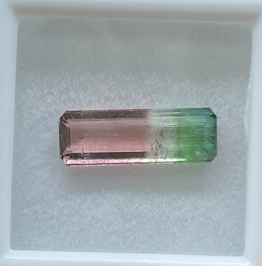 2.84 Carat Natural Tricolor Watermelon Tourmaline Octagonal Cut Loose Gemstone (15.1 x 5.2 x 3.4 MM)