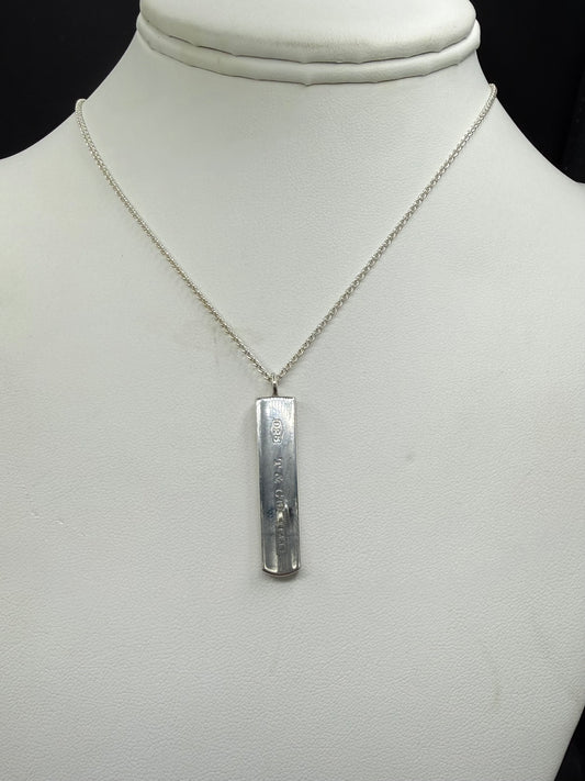Authentic Tiffany & Co. Sterling Silver 1837 Bar Pendant Necklace (18”)