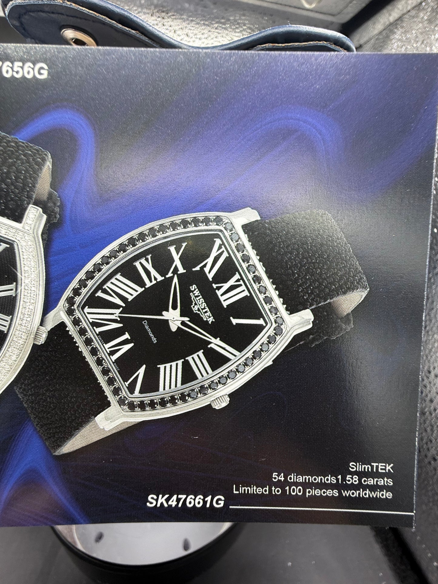 Swisstek Slimtek Natural Black & White Diamond Stingray Leather Band Watch | 38 MM | Quartz | Limited Edition