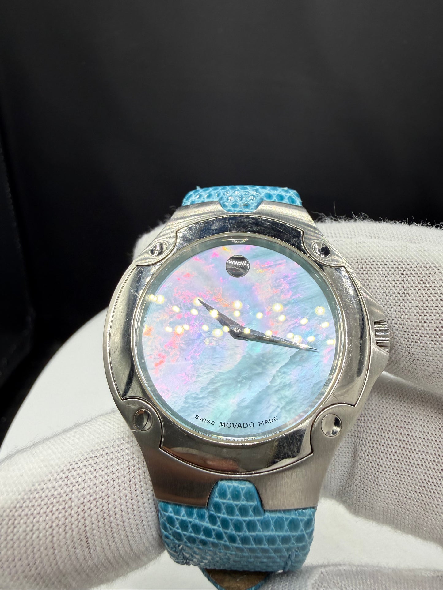 Movado SE Unisex Mother of Pearl Dial Factory Lizard Strap Watch | 38 MM | Quartz | Ref 84 G1 1892