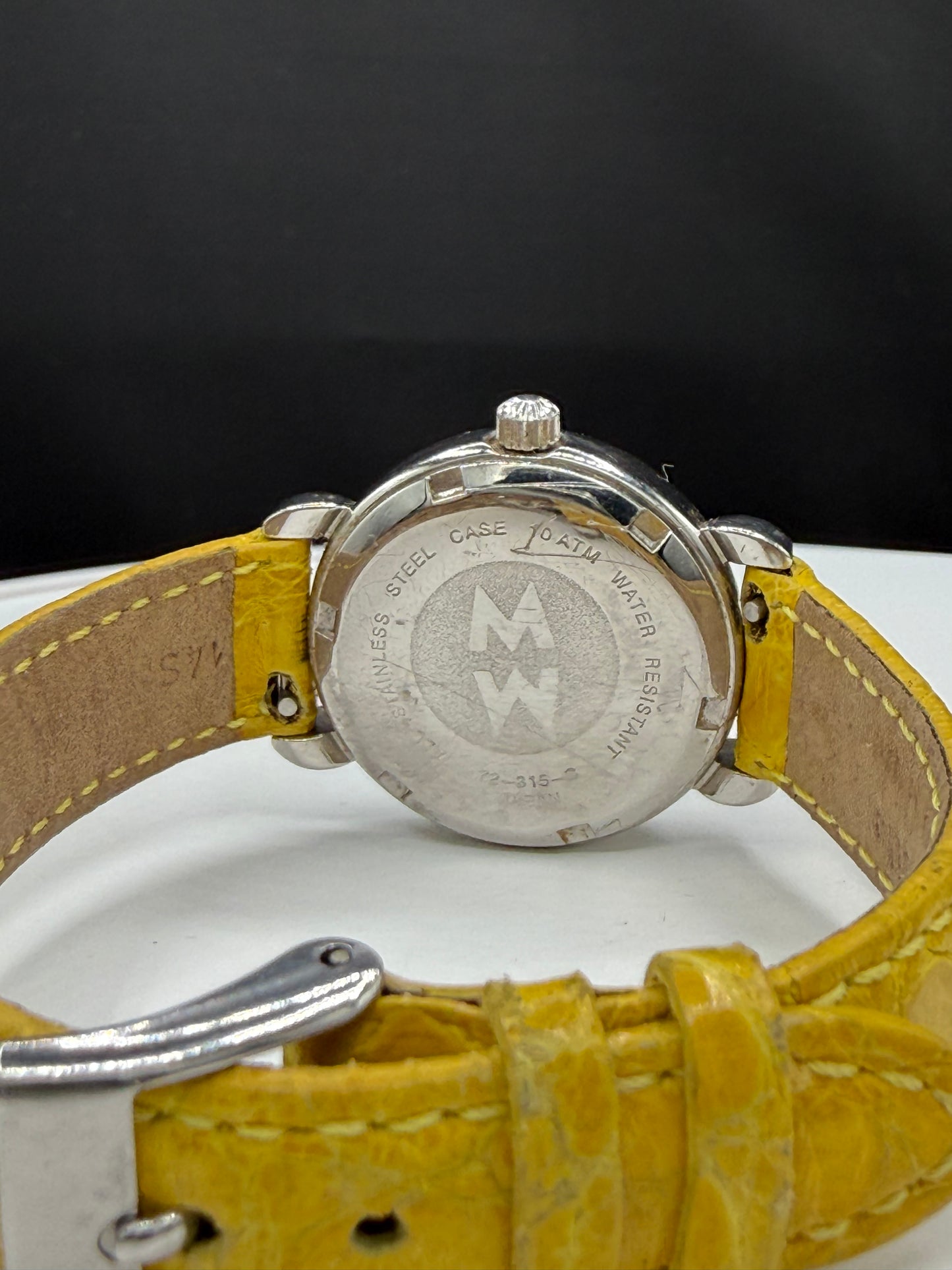 Michele Vintage Yellow Grid Dial Genuine Leather Strap Watch | 28 MM | Quartz | Ref 72-315-G | New Battery
