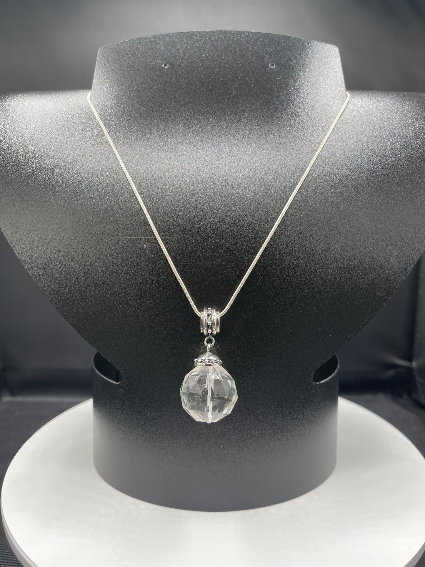 Natural Quartz Crystal Bali Style Sterling Silver Pendant & Sterling Silver Chain (19.75 inches)
