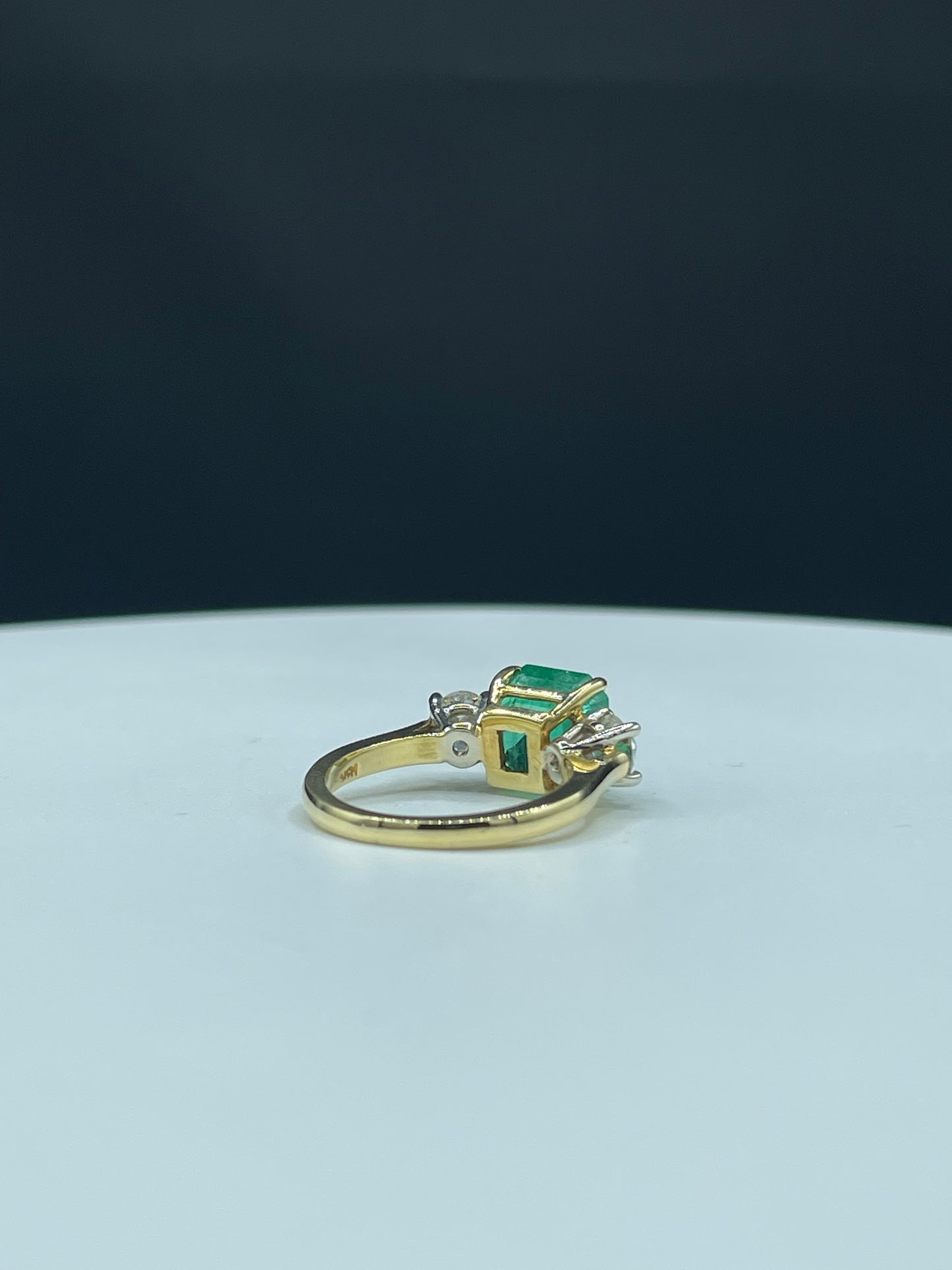 GIA Certified Natural 4.72 Carat Emerald & Diamond 18k Yellow Gold Ring | Old European Cut Diamonds