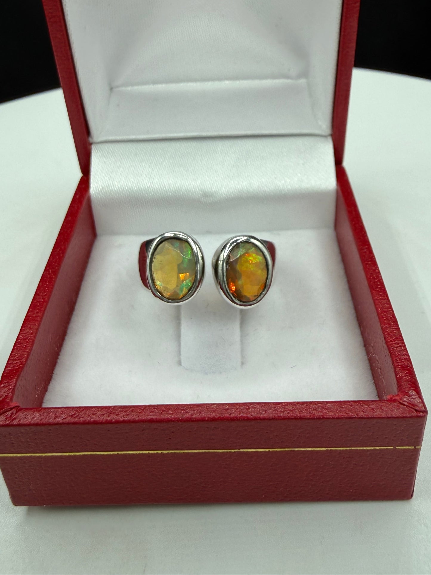 Artisan Handmade Natural Ethiopian Opal Faceted Sterling Silver Adjustable Ring | 1.40 CTW | Adjustable 7.5-8.5