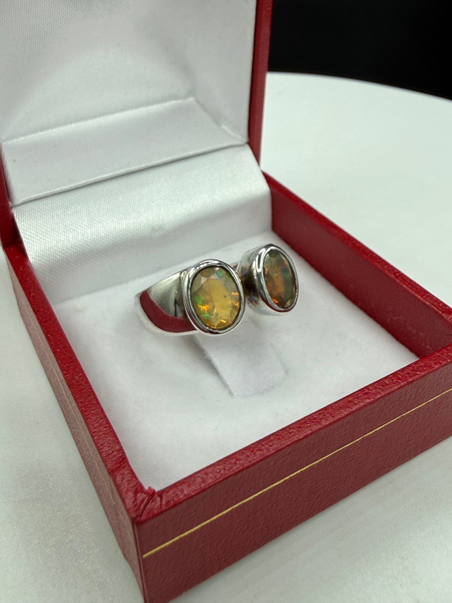 Artisan Handmade Natural Ethiopian Opal Faceted Sterling Silver Adjustable Ring | 1.40 CTW | Adjustable 7.5-8.5