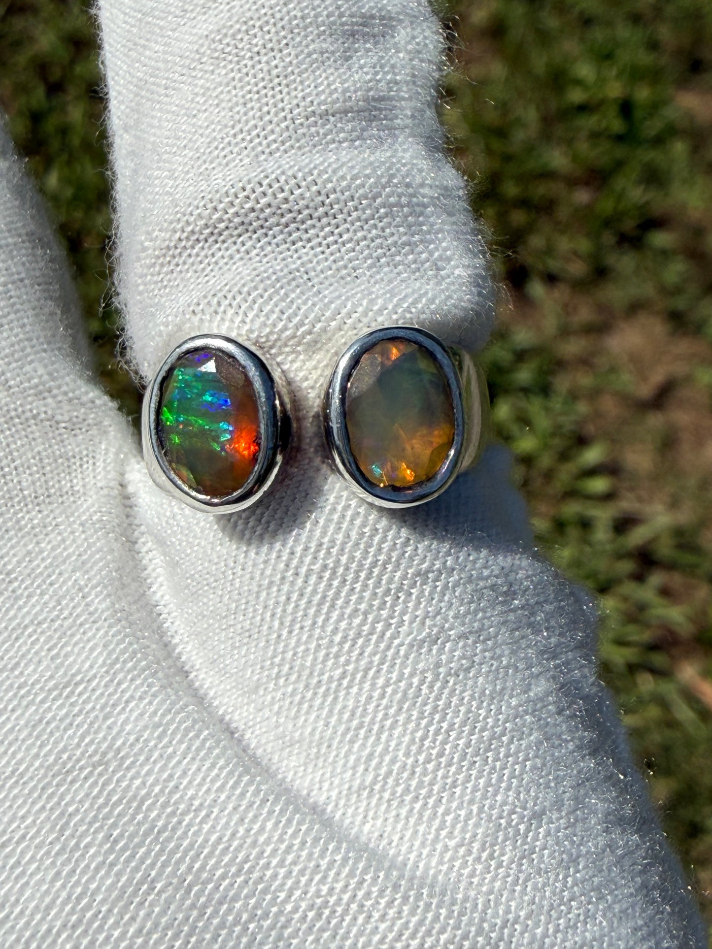 Artisan Handmade Natural Ethiopian Opal Faceted Sterling Silver Adjustable Ring | 1.40 CTW | Adjustable 7.5-8.5
