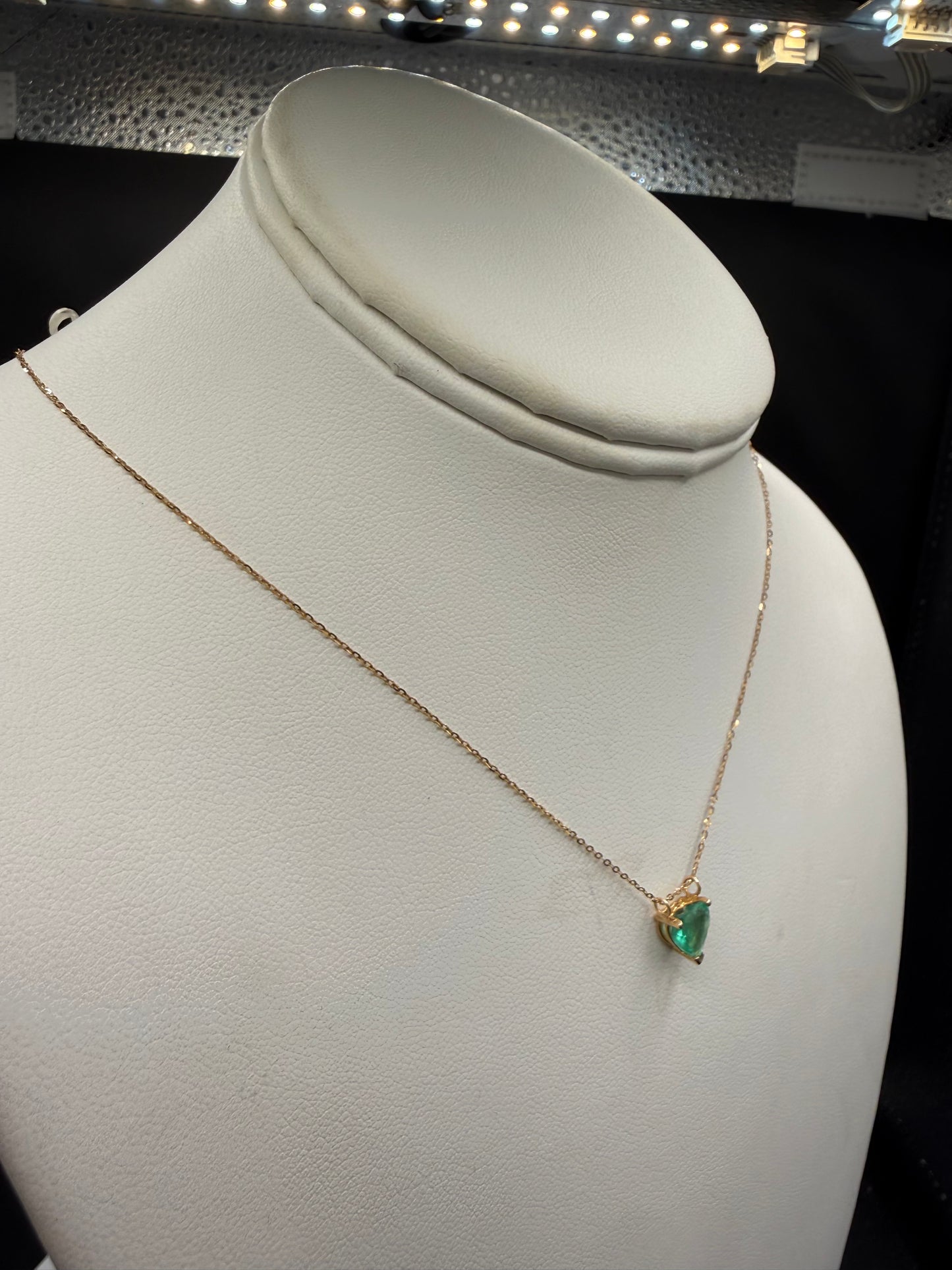 Natural Emerald Heart Pendant Necklace 14k Yellow Gold | 2.00 Carats | 17.75" Delicate Chain