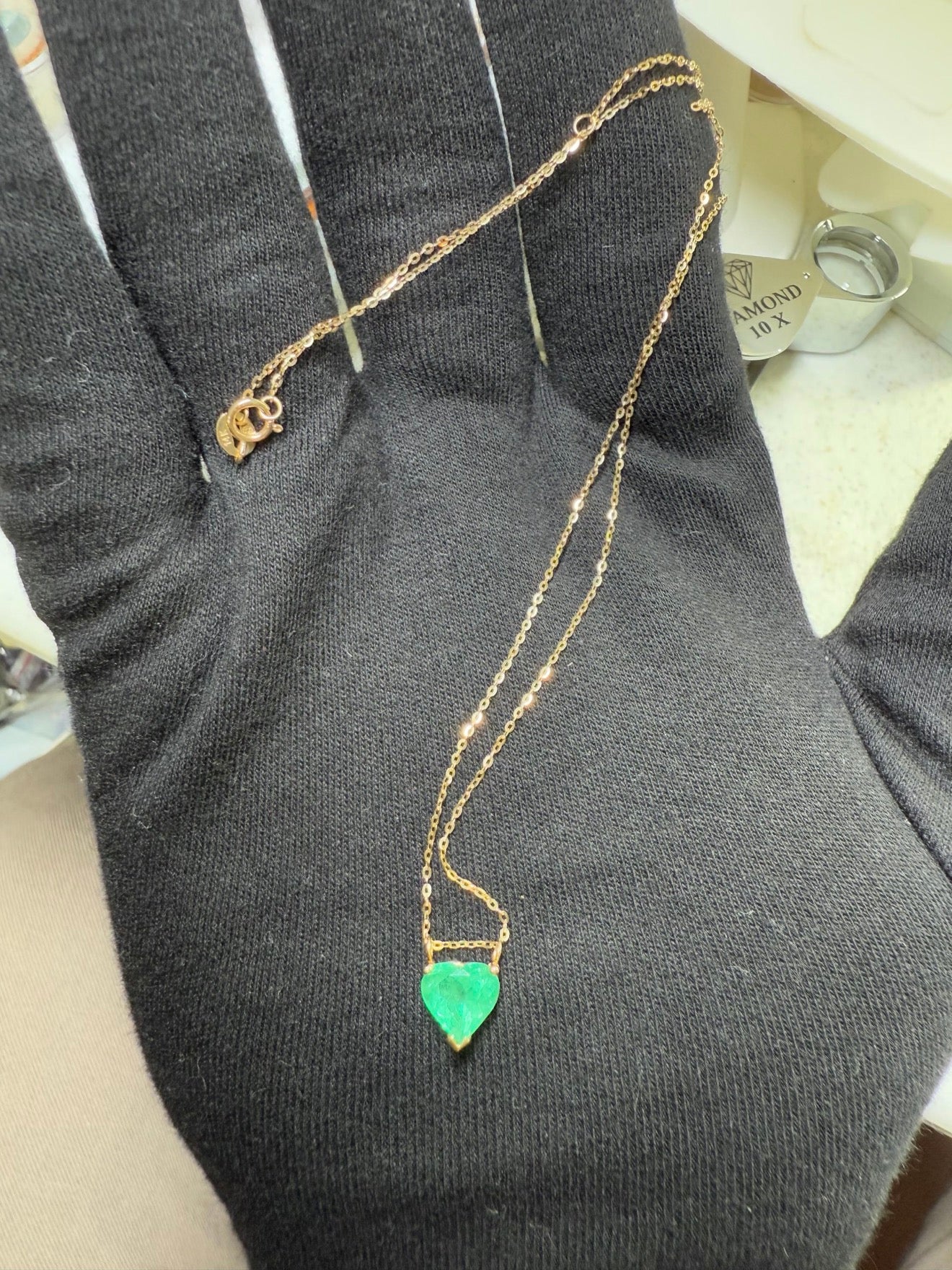 Natural Emerald Heart Pendant Necklace 14k Yellow Gold | 2.00 Carats | 17.75" Delicate Chain