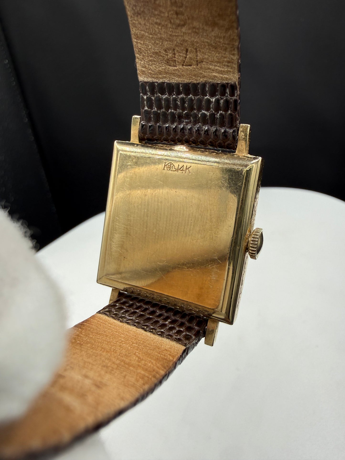 Vintage LeCoultre 14k Yellow Gold Diamond Dial Watch 26x35mm Manual Wind K&L Case | 1950s Cal 480 Dress Watch