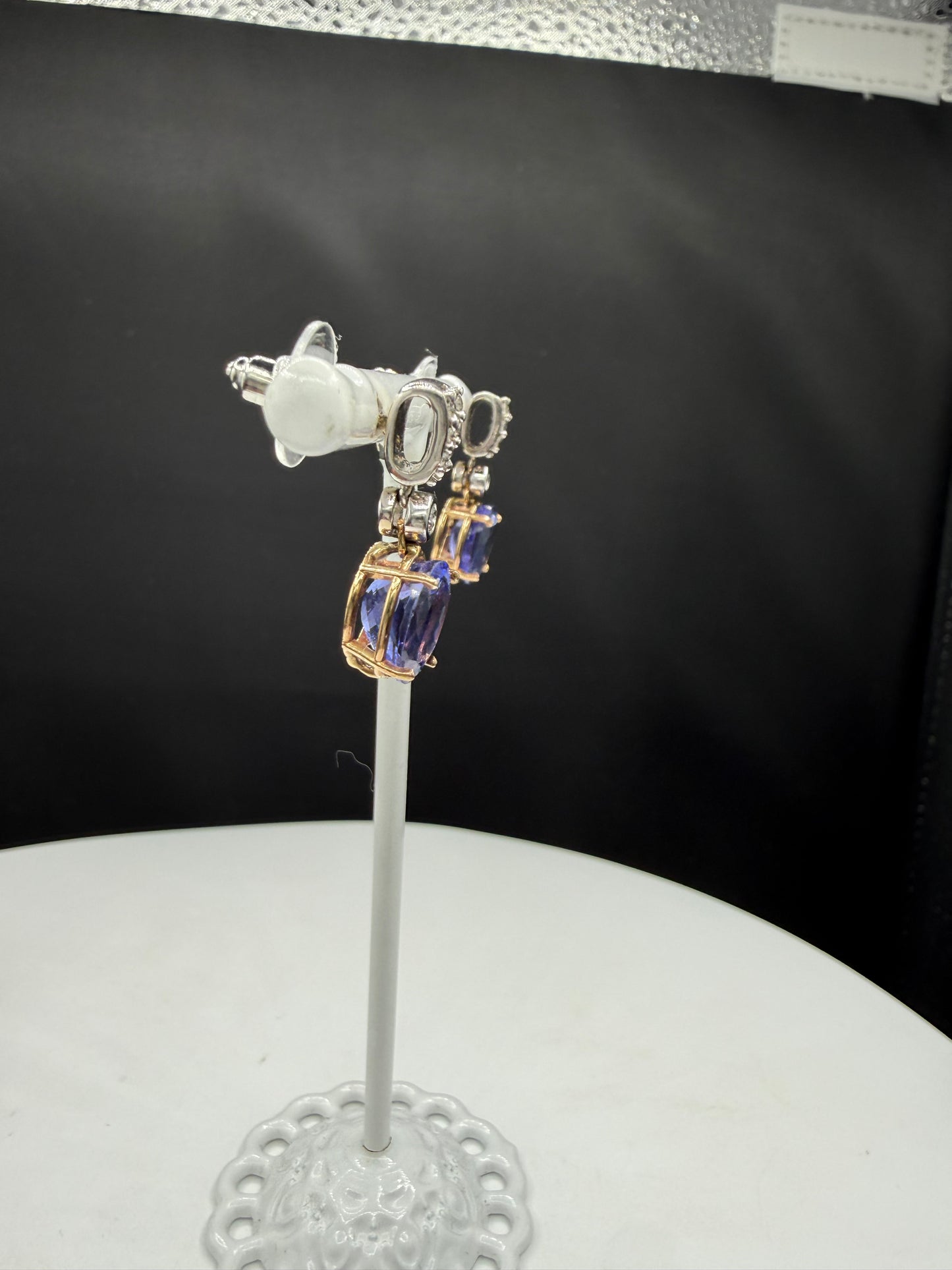 Vintage Natural Tanzanite & Diamond 14k Yellow + White Gold Dangle Earrings | 6.65 Ct Tanzanite | 0.50 Diamonds