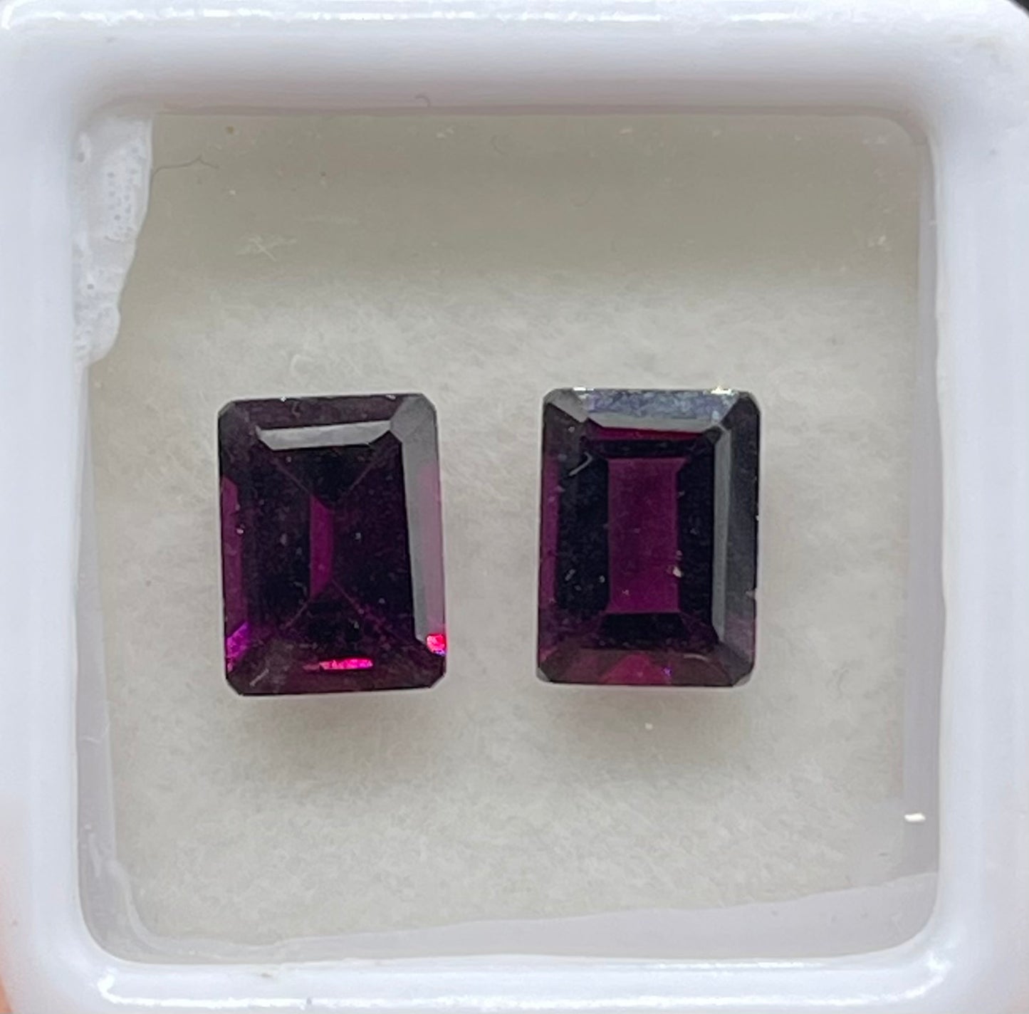 Natural Purple Grape Garnet Emerald Cut Loose Gemstones | 8x6 MM | 4.26 Carats | Rare and Fiery Matching Pair