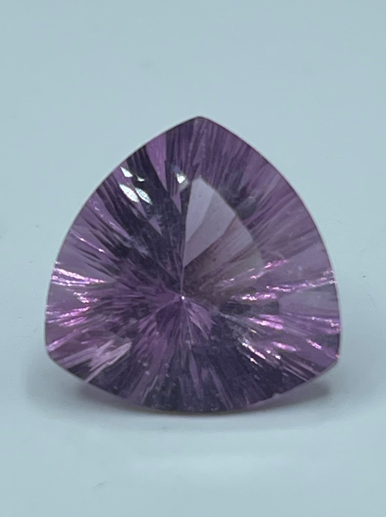 Violet Pink Natural Fluorite Trillion Laser Cut Loose Gemstone, 13.51 Carats, Flawless, 16x16 MM - Rare Brazilian Beauty