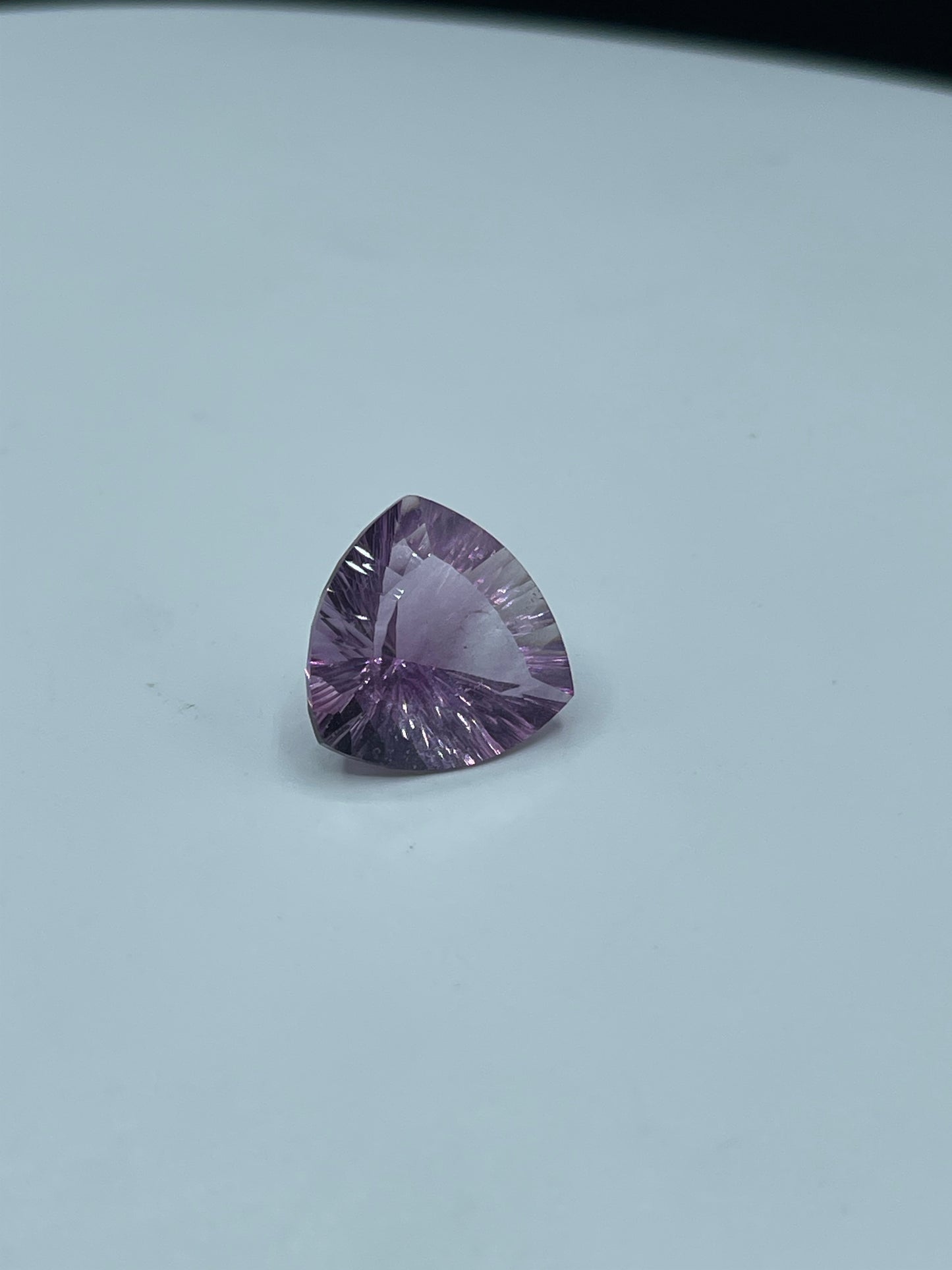 Violet Pink Natural Fluorite Trillion Laser Cut Loose Gemstone, 13.51 Carats, Flawless, 16x16 MM - Rare Brazilian Beauty