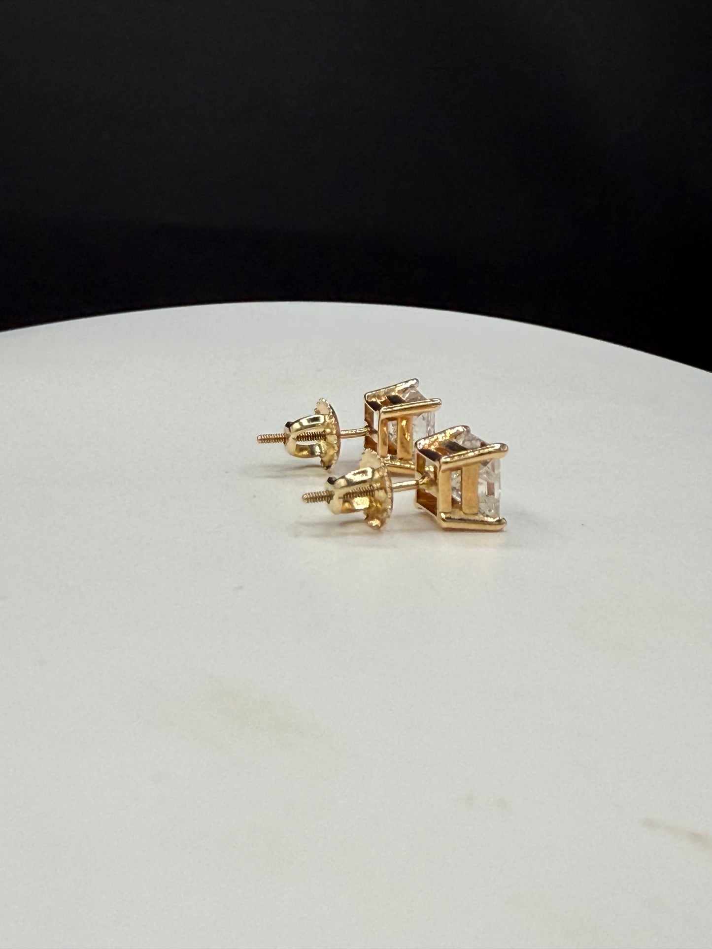 Vintage 2.50 CTW Natural Princess Cut Diamond 14k Yellow Gold Screwback Earrings
