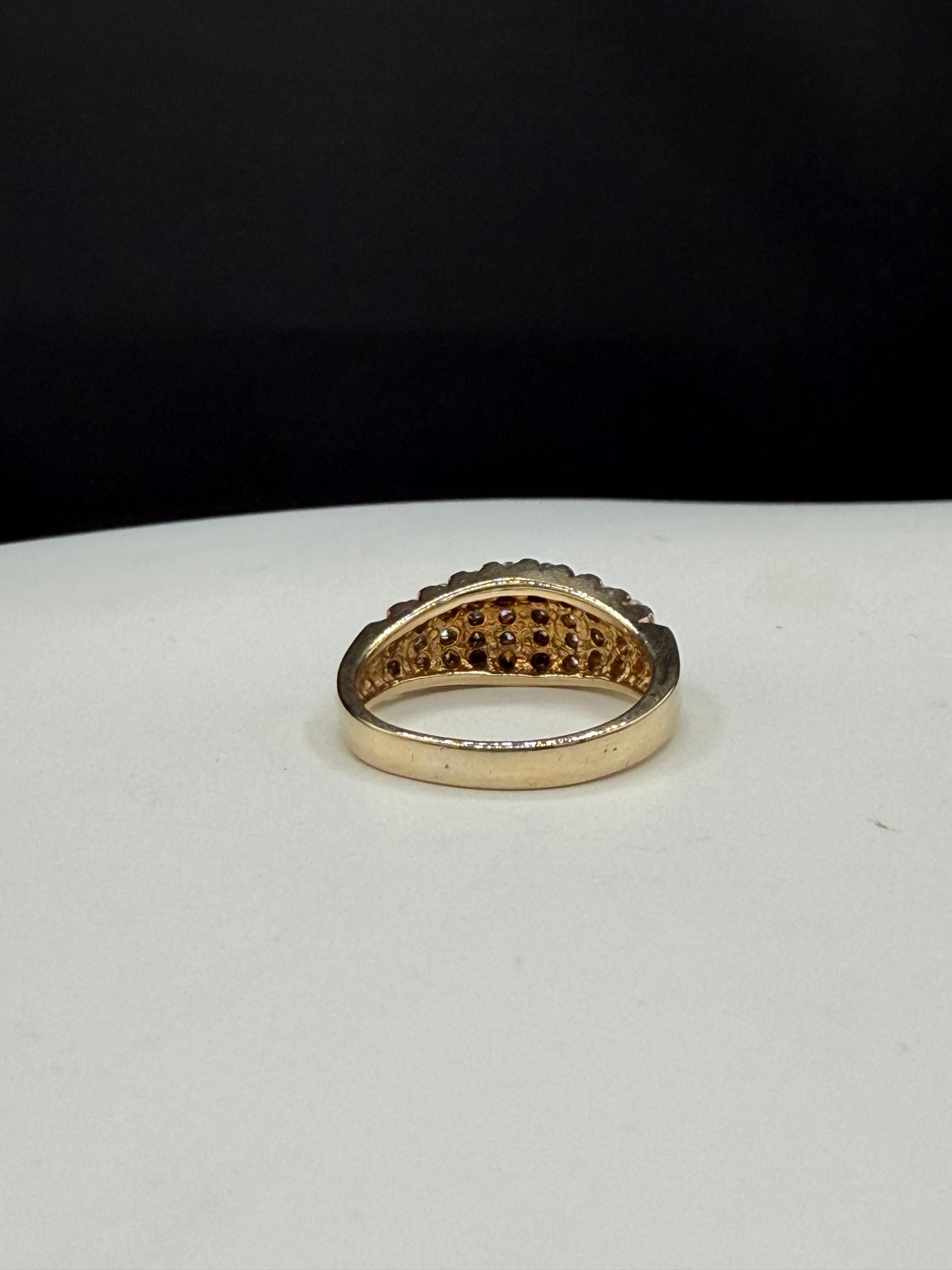 Vintage 14K Yellow Gold 0.50 CTW Natural Diamond Ribbed Band Ring (Size 5.5)
