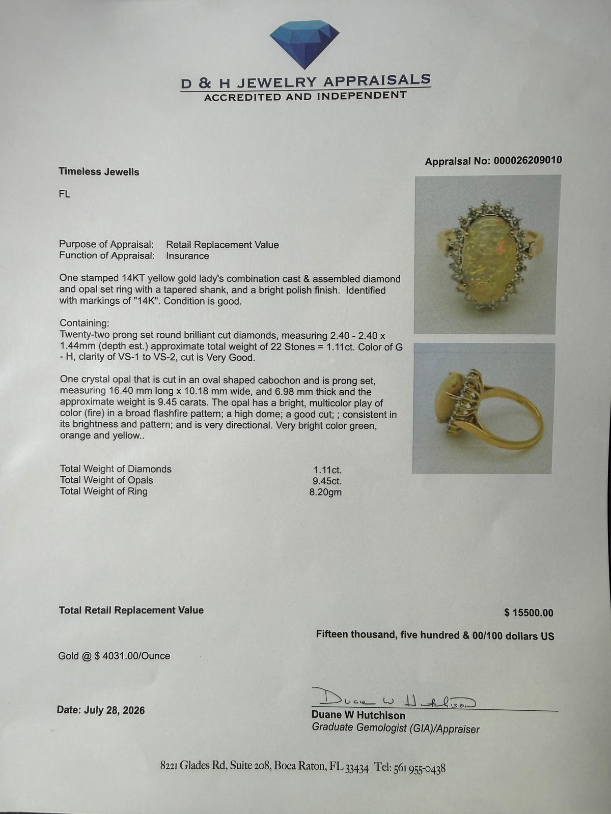 Natural Ethiopian Opal & Diamond Halo 14k Yellow Gold Ring (Size 8.25) | 9.25 Ct Opal | 1.11 Ct Diamonds