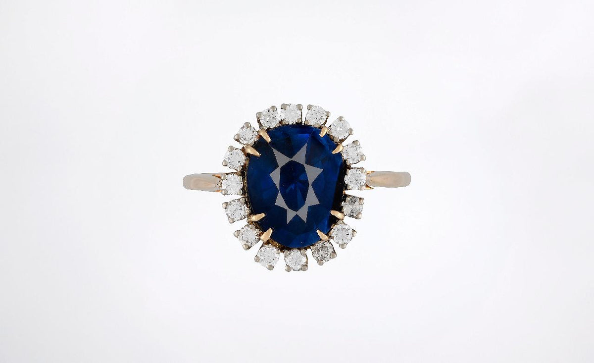 GIA Certified 3.40 Ct Natural Unheated Royal Sri Lankan Blue Sapphire & Diamond Halo Engagement Ring | 0.40 Ct Diamonds | Size 6.25