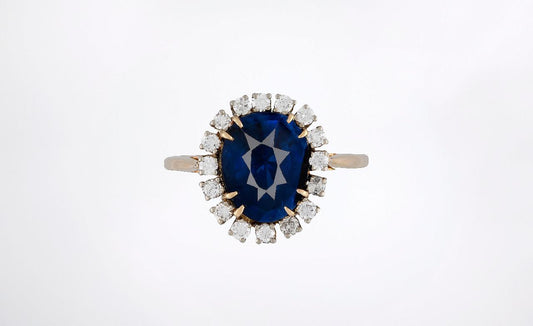 GIA Certified 3.40 Ct Natural Unheated Royal Sri Lankan Blue Sapphire & Diamond Halo Engagement Ring | 0.40 Ct Diamonds | Size 6.25