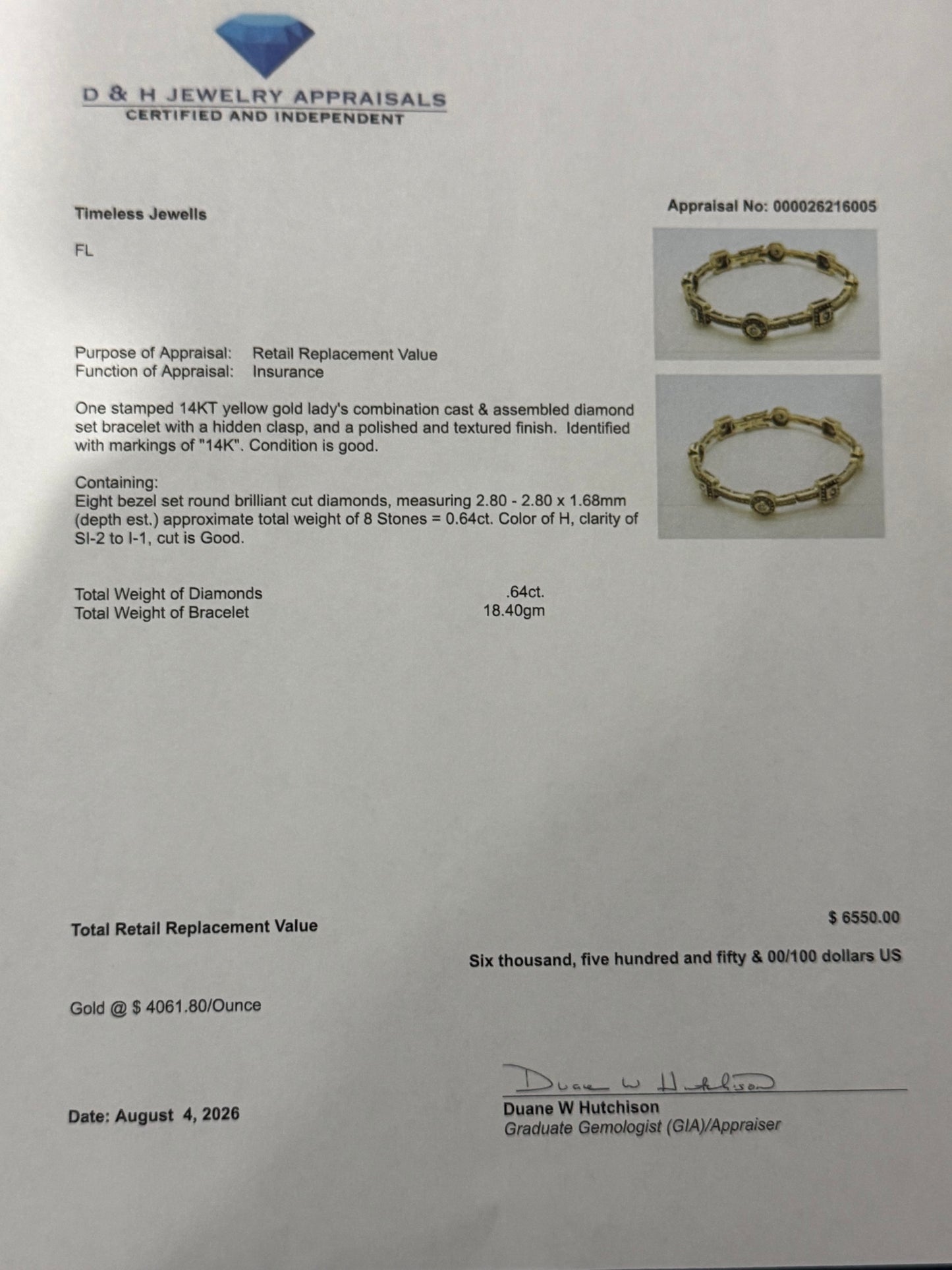 0.64 CT Natural Diamond Station Solid 14K Yellow Gold Bangle Bracelet 18.40 Grams | 6.25”