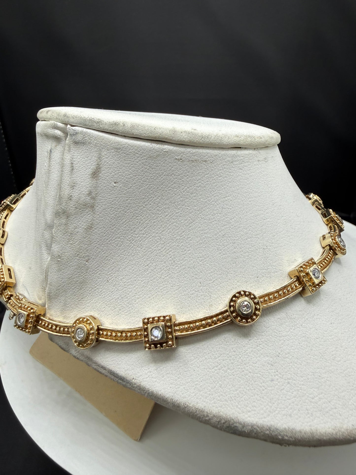 1.53 CT Natural Diamond Station Solid 14K Yellow Gold Necklace | 48.80 Grams | 16"