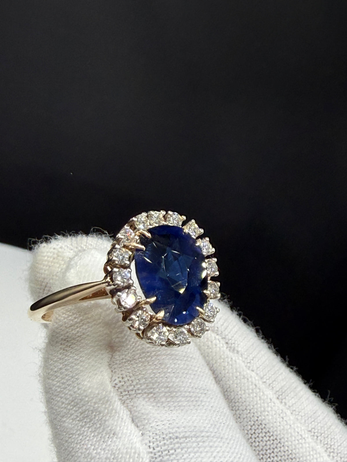 GIA Certified 3.40 Ct Natural Unheated Royal Sri Lankan Blue Sapphire & Diamond Halo Engagement Ring | 0.40 Ct Diamonds | Size 6.25