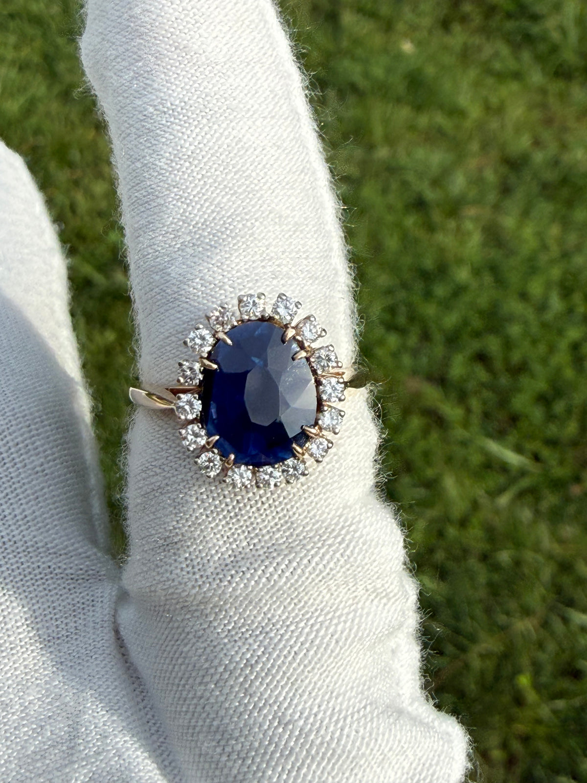 GIA Certified 3.40 Ct Natural Unheated Royal Sri Lankan Blue Sapphire & Diamond Halo Engagement Ring | 0.40 Ct Diamonds | Size 6.25