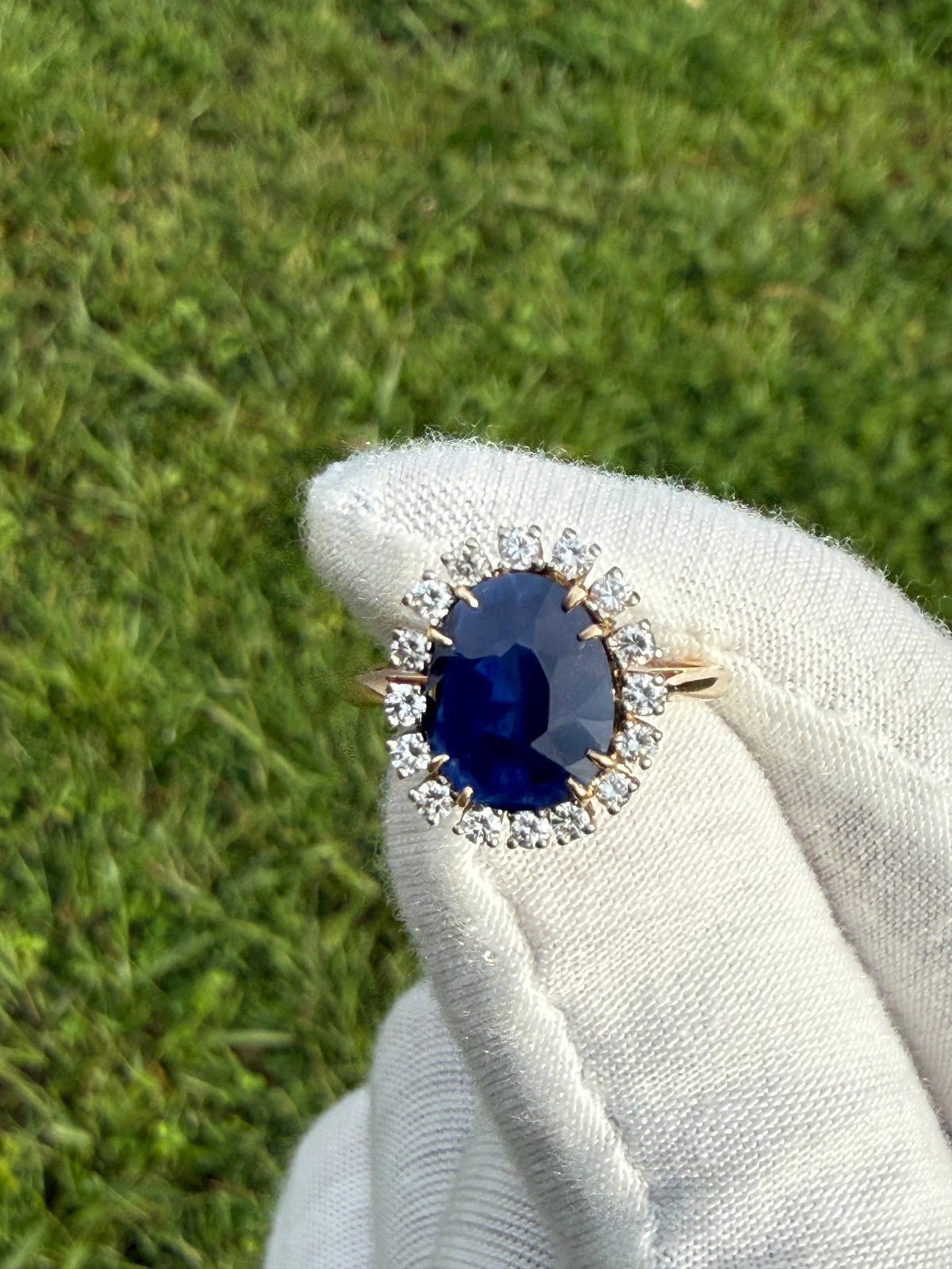 GIA Certified 3.40 Ct Natural Unheated Royal Sri Lankan Blue Sapphire & Diamond Halo Engagement Ring | 0.40 Ct Diamonds | Size 6.25