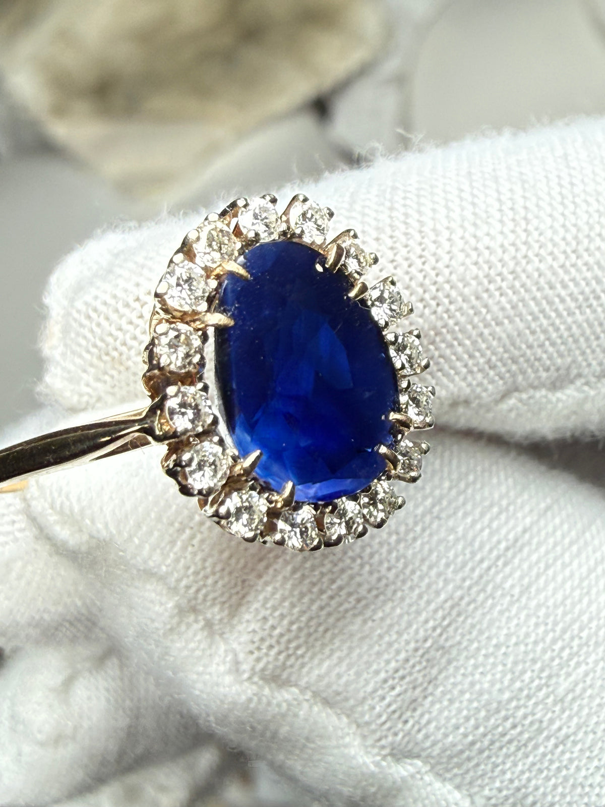 GIA Certified 3.40 Ct Natural Unheated Royal Sri Lankan Blue Sapphire & Diamond Halo Engagement Ring | 0.40 Ct Diamonds | Size 6.25