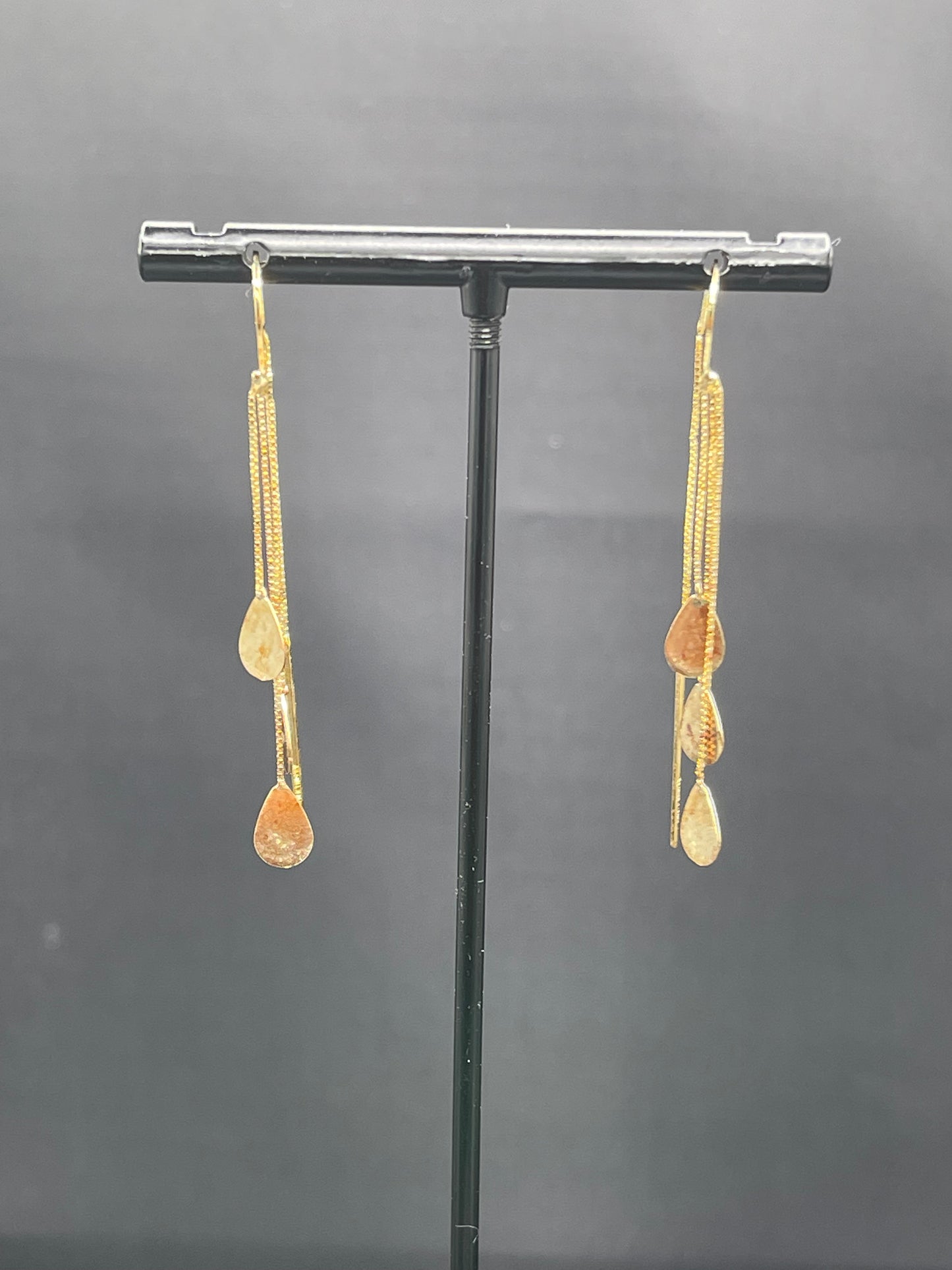 Solid 14k Yellow Gold Tear Drop Dangle Earrings