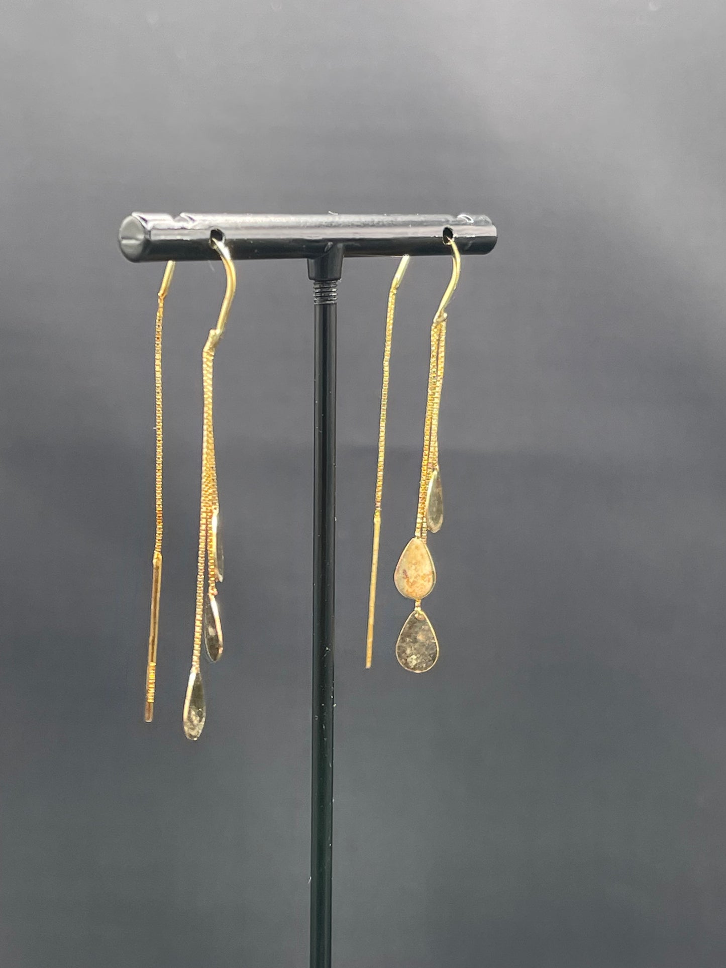 Solid 14k Yellow Gold Tear Drop Dangle Earrings