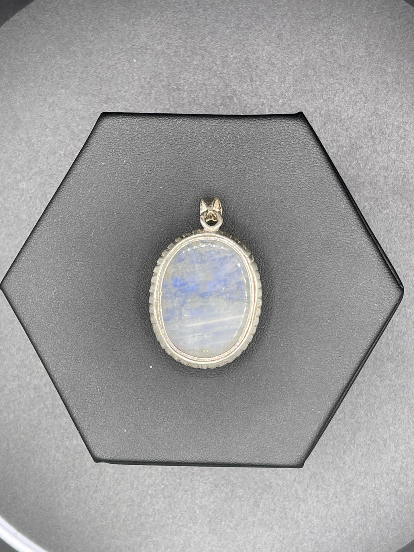 44.41 Carat Natural Rainbow Moonstone Sterling Silver Pendant