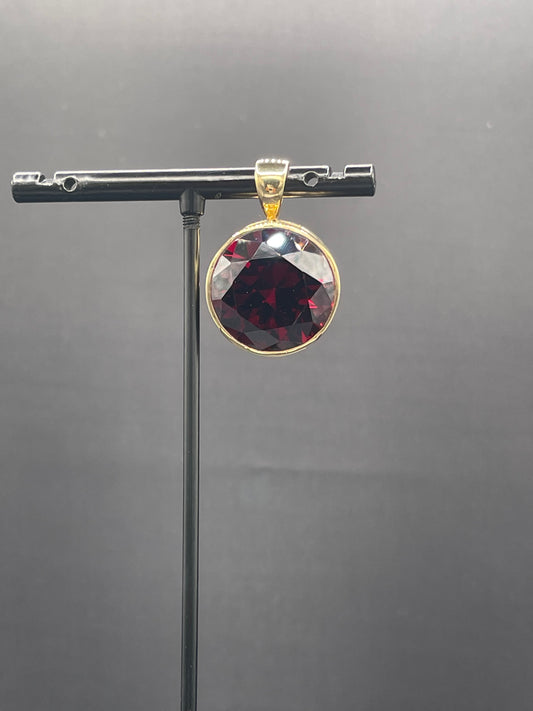 Red Cubic Zirconia Sterling Silver Vermeil Pendant