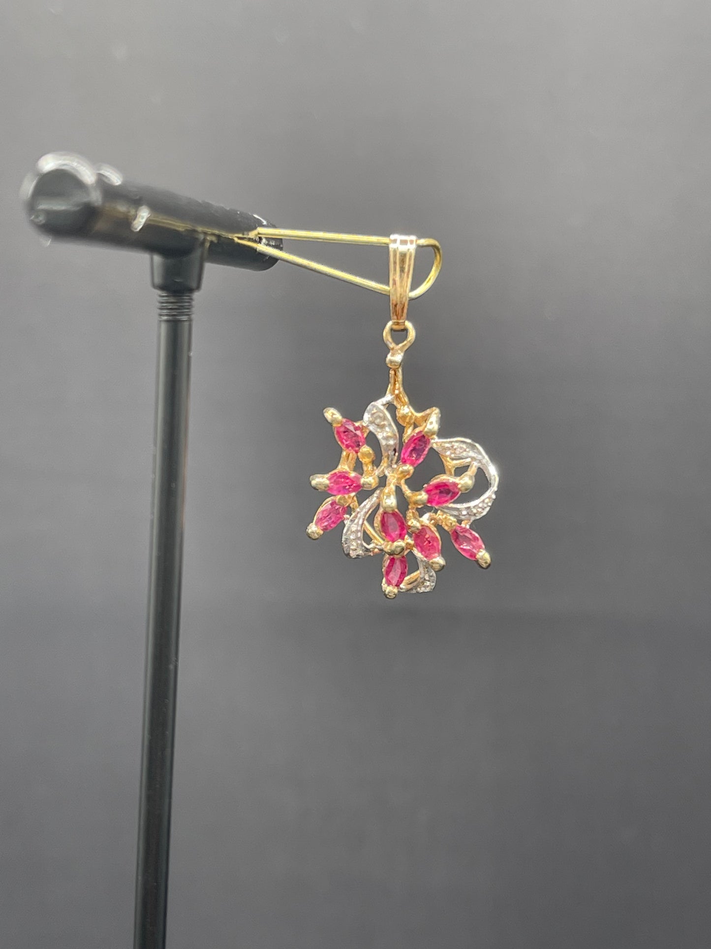Natural Ruby & Diamond 14k Yellow Gold Pendant