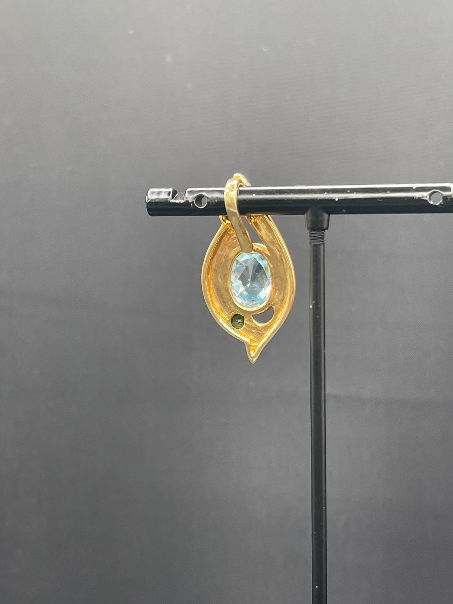 Natural Aquamarine Green Tourmaline & Yellow Sapphire 14k Yellow Gold Pendant