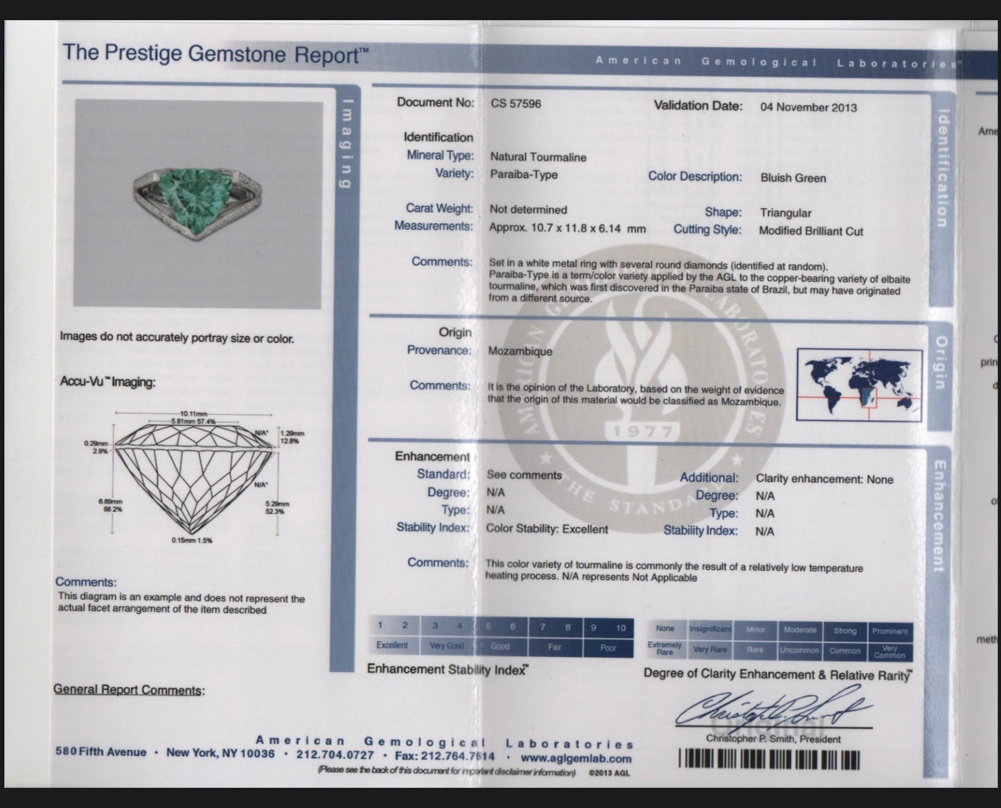 4.67 Carat AGL Certified Paraiba Tourmaline and Diamond 18K White Gold Ring (Size 6.5)