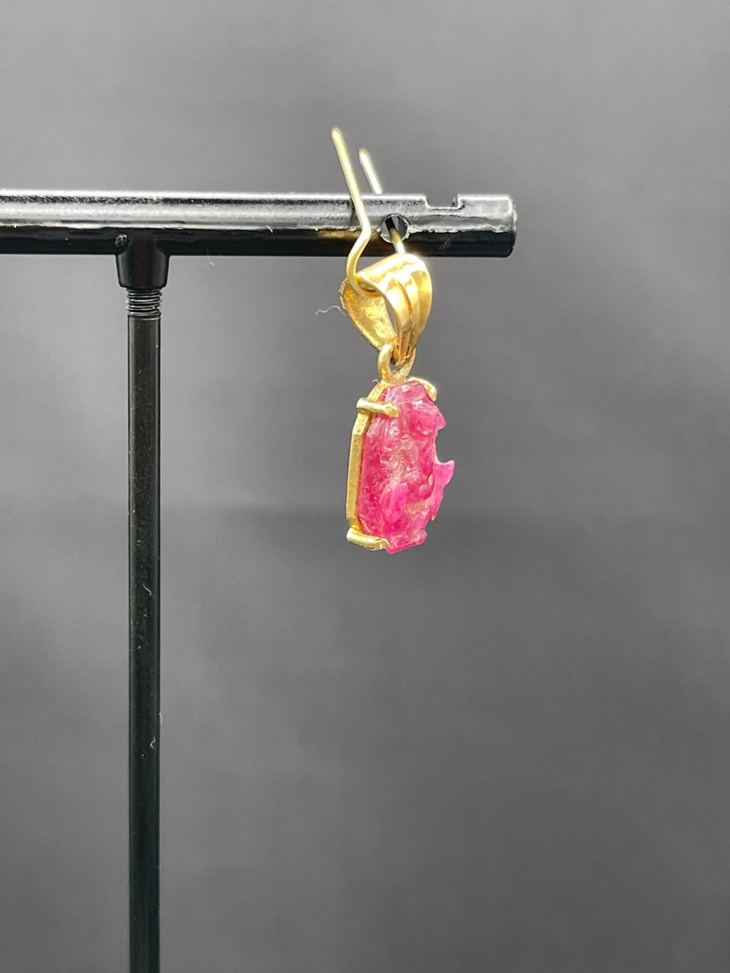 Natural Ruby Hand Carved Lord Ganesh 18k Yellow Gold Pendant