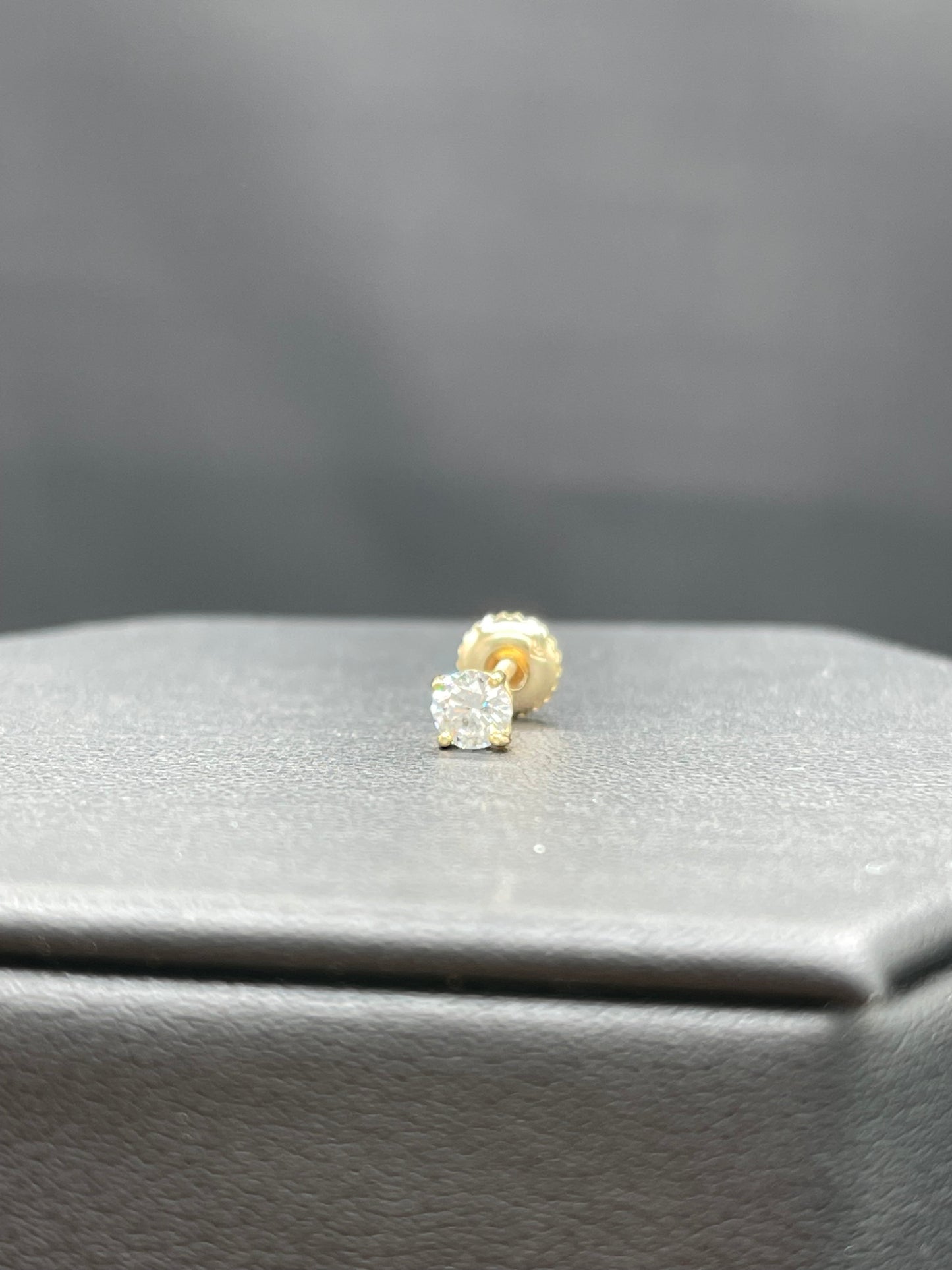 AGI Certified 0.31 Carat Natural Diamond 14k Yellow Gold Single Screw Back Earring
