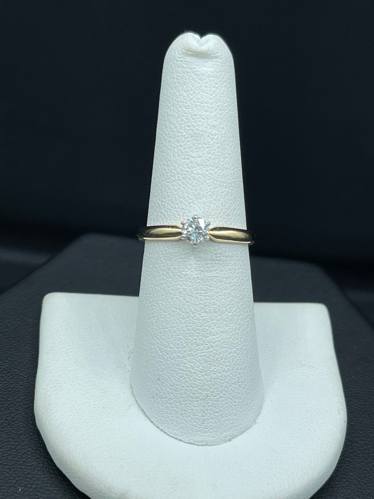 0.30ct Natural Diamond 14K Yellow & White Gold Solitaire Engagement Ring Size 7