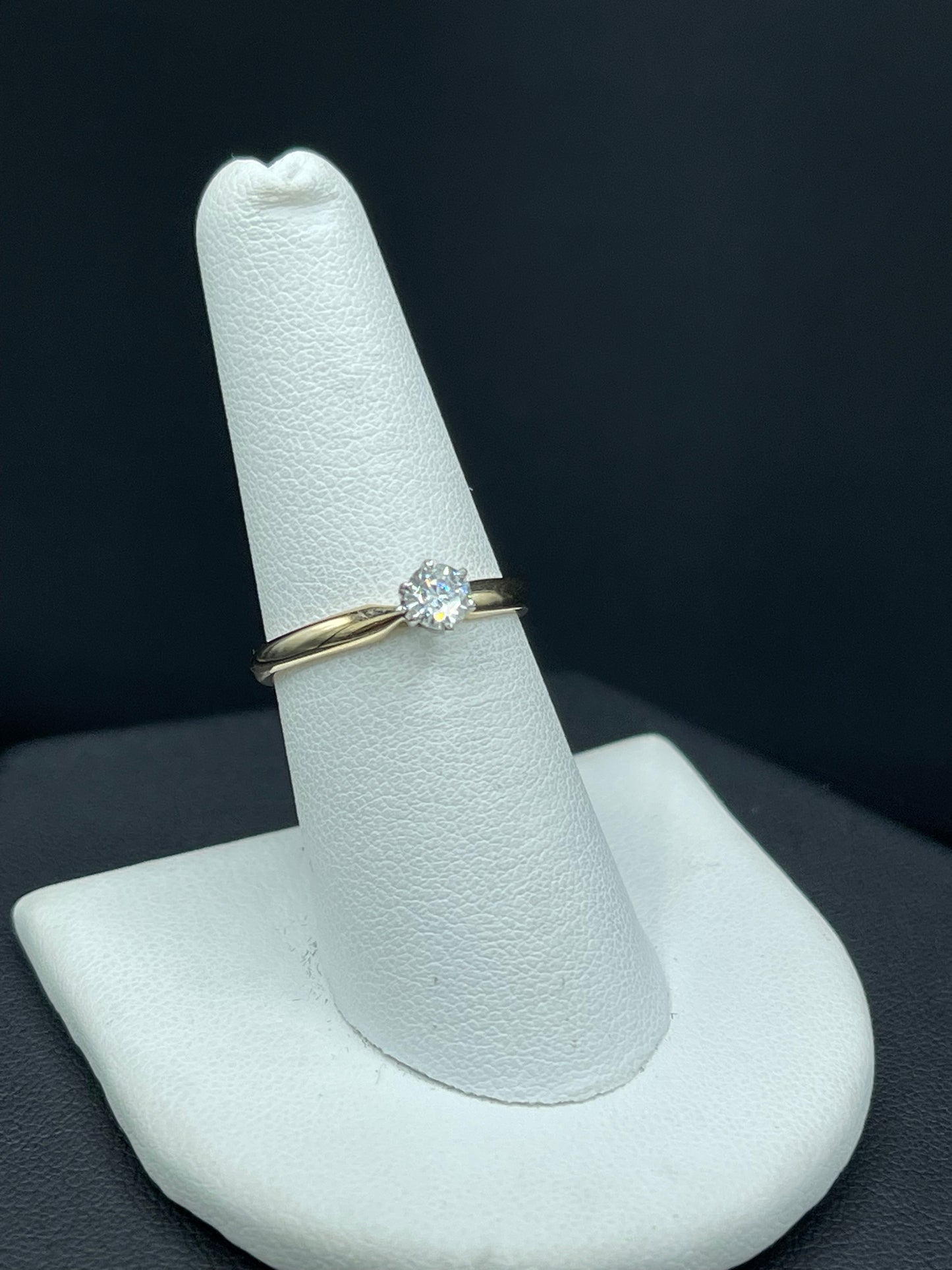 0.30ct Natural Diamond 14K Yellow & White Gold Solitaire Engagement Ring Size 7