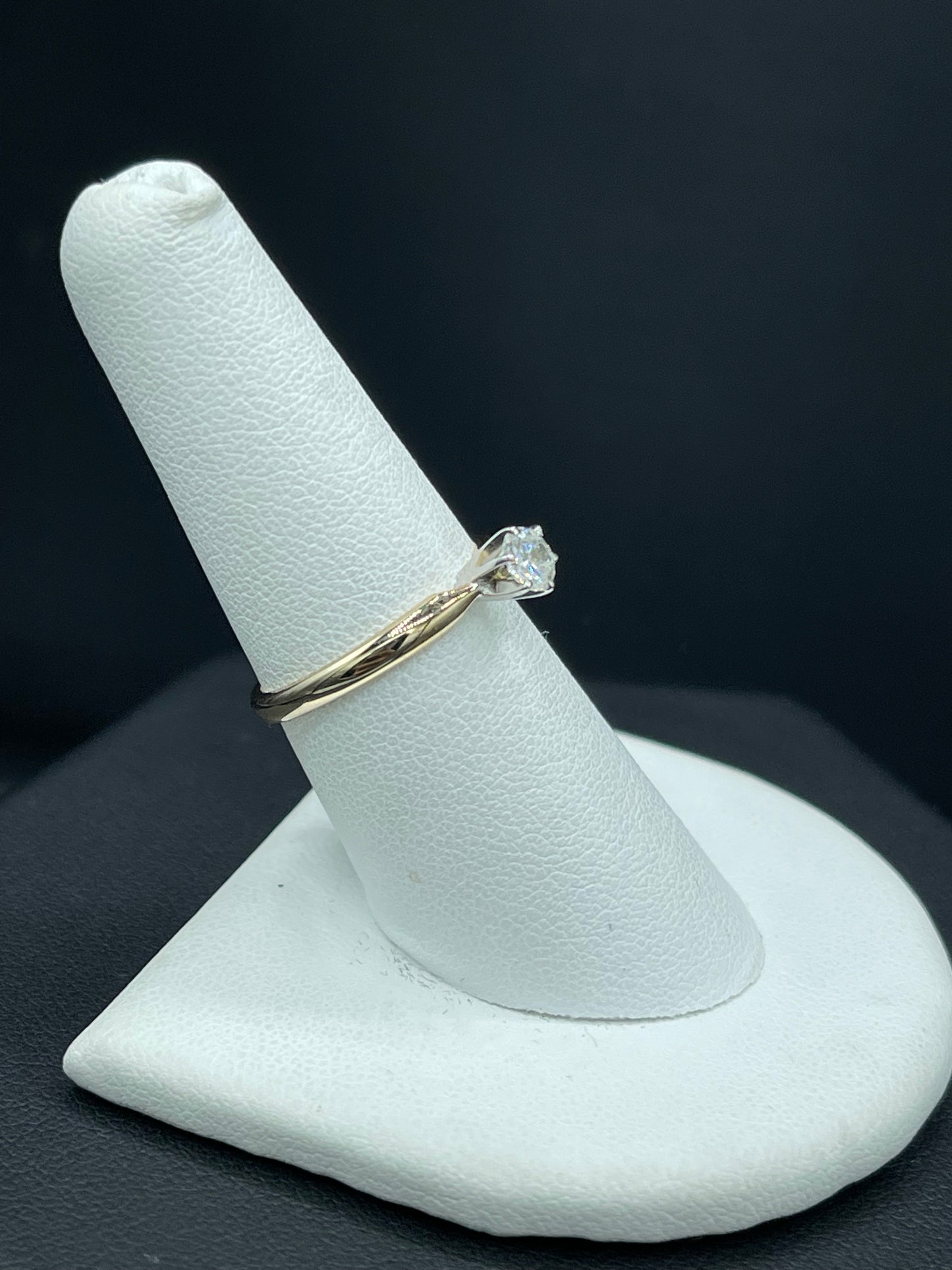 0.30ct Natural Diamond 14K Yellow & White Gold Solitaire Engagement Ring Size 7